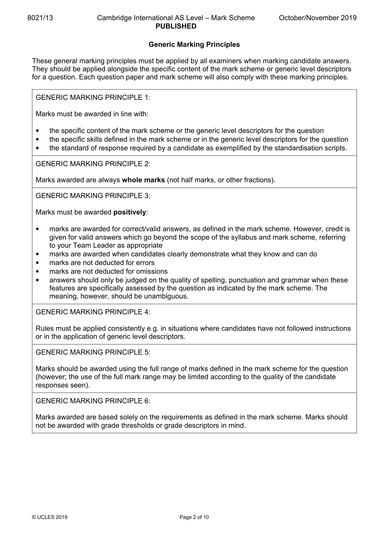 Mark scheme, page 2 of 10