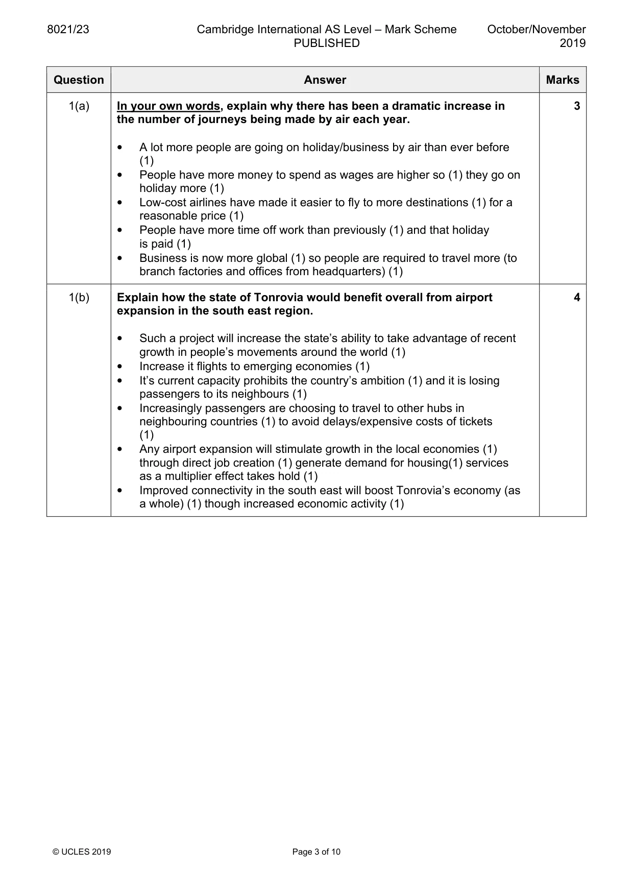 Mark scheme, page 3 of 10
