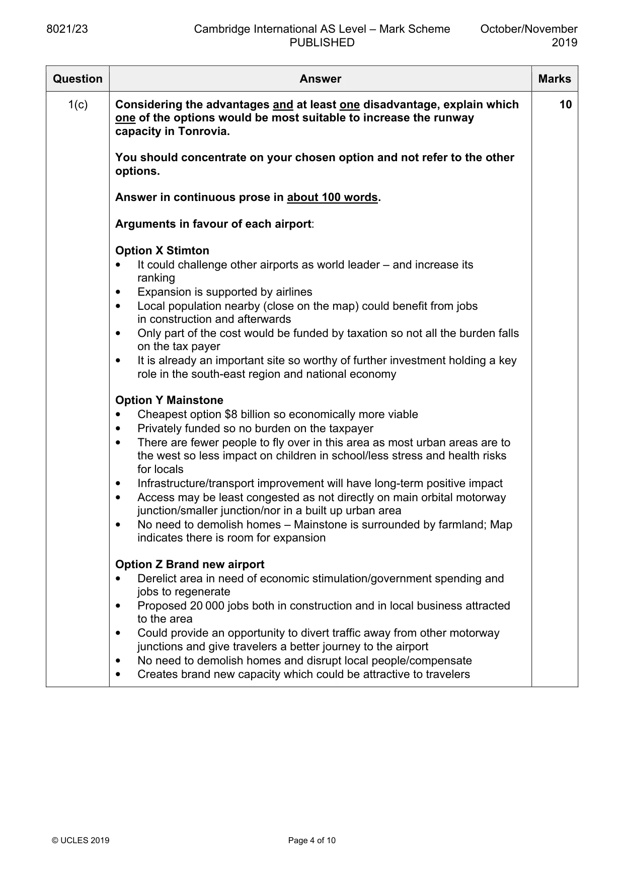 Mark scheme, page 4 of 10