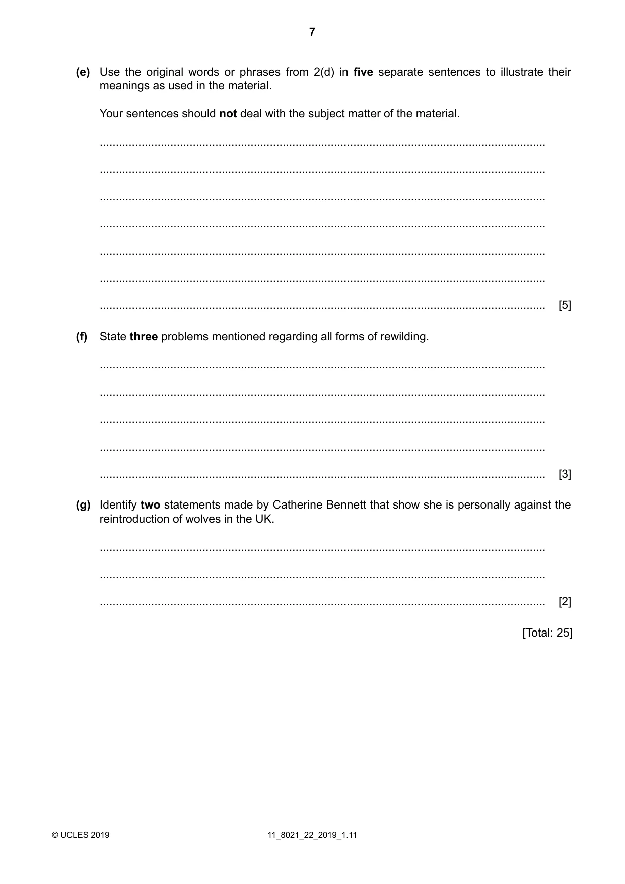 Cambridge A Level English General Paper 8021 2019 Oct/Nov Paper 2 · Variant 2 question paper, page 7 of 8