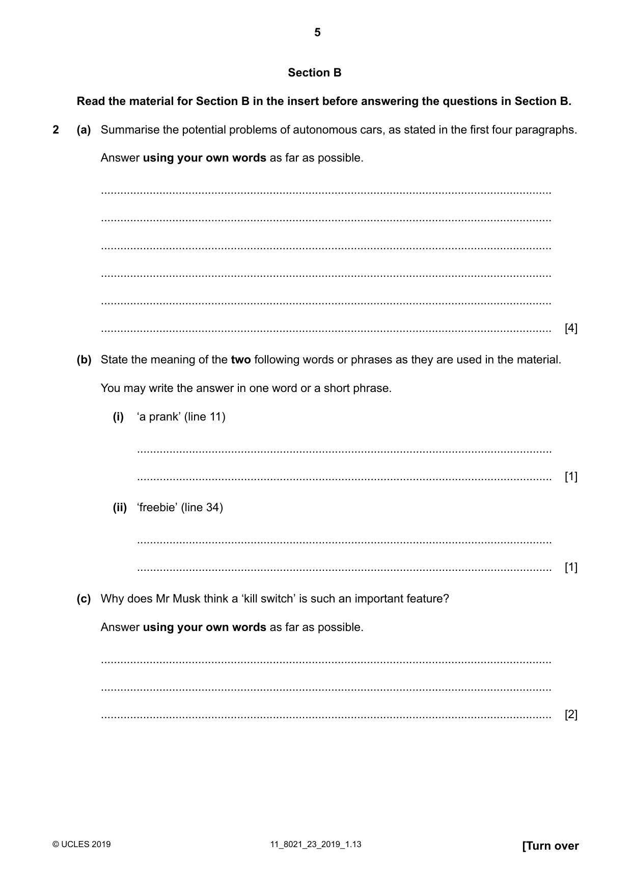 Cambridge A Level English General Paper 8021 2019 Oct/Nov Paper 2 · Variant 3 question paper, page 5 of 8