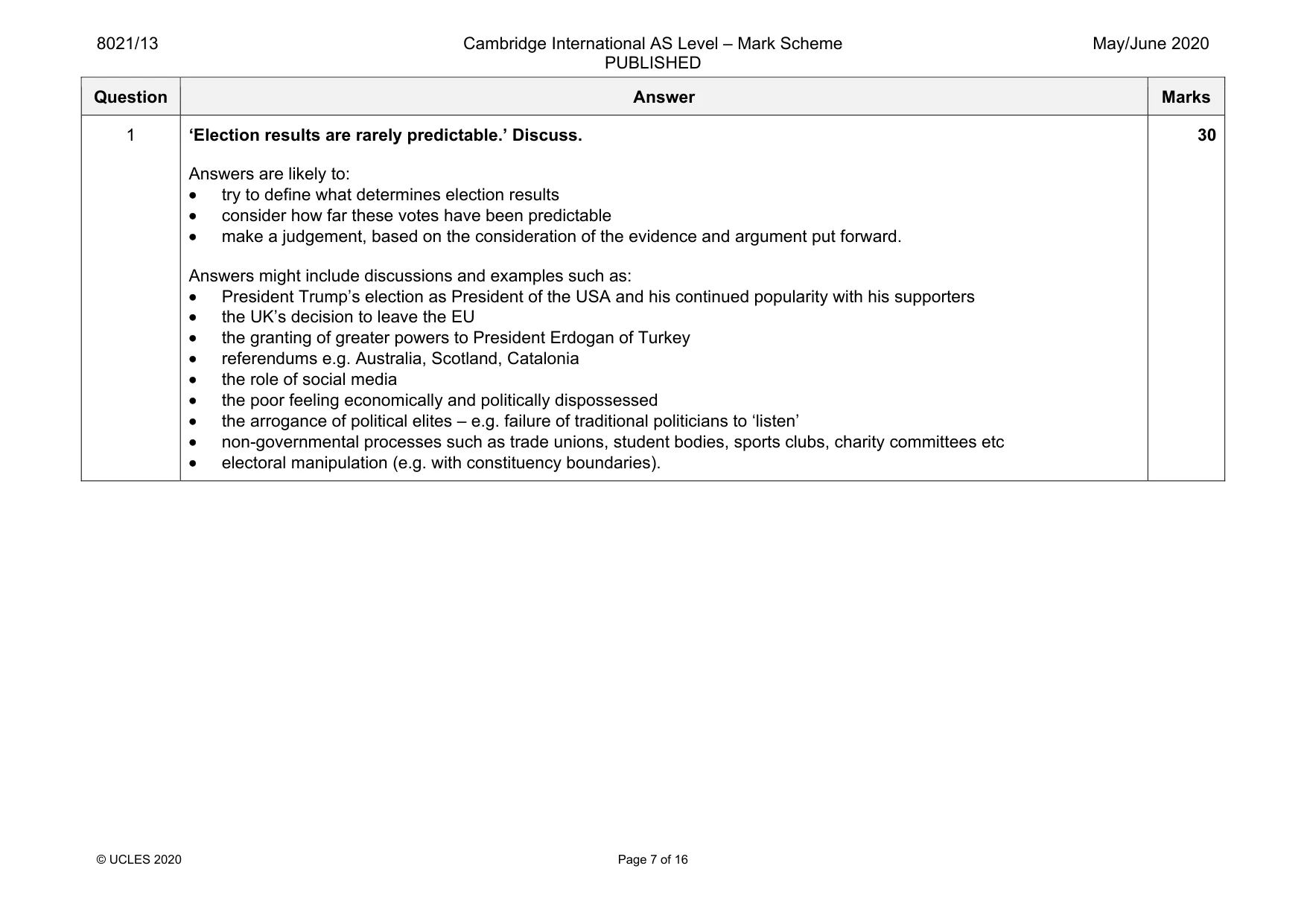 Mark scheme, page 7 of 16