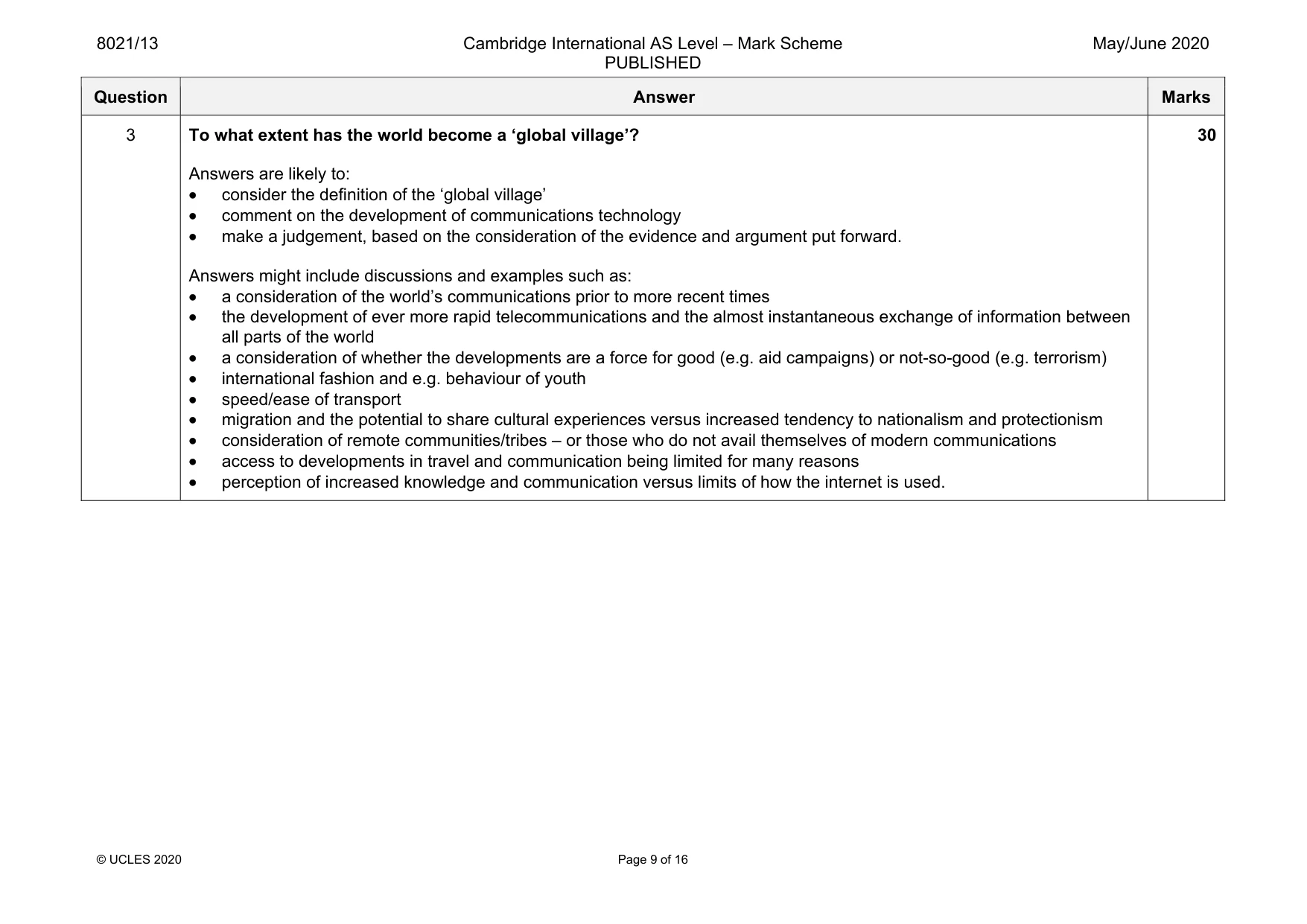 Mark scheme, page 9 of 16