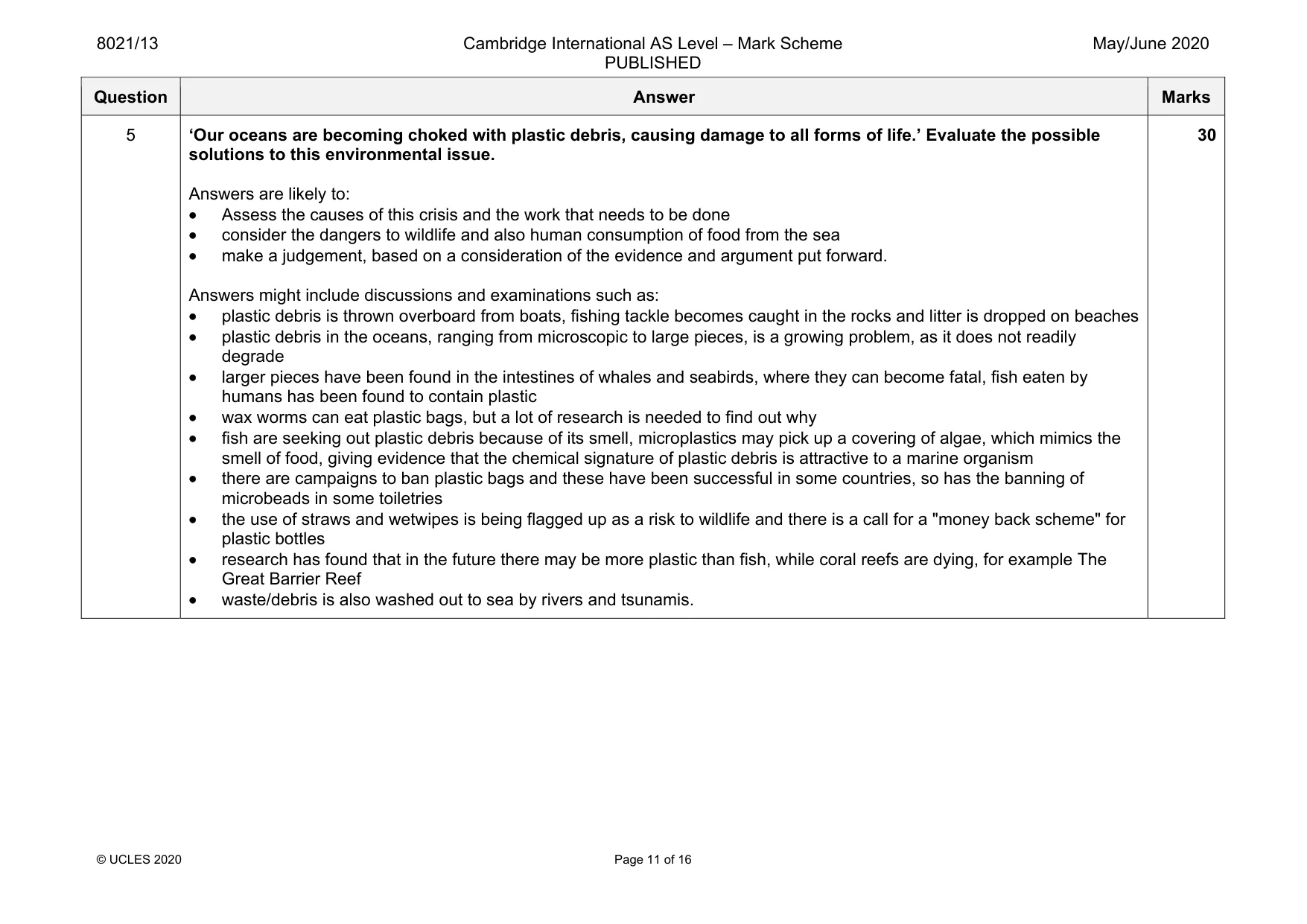 Mark scheme, page 11 of 16