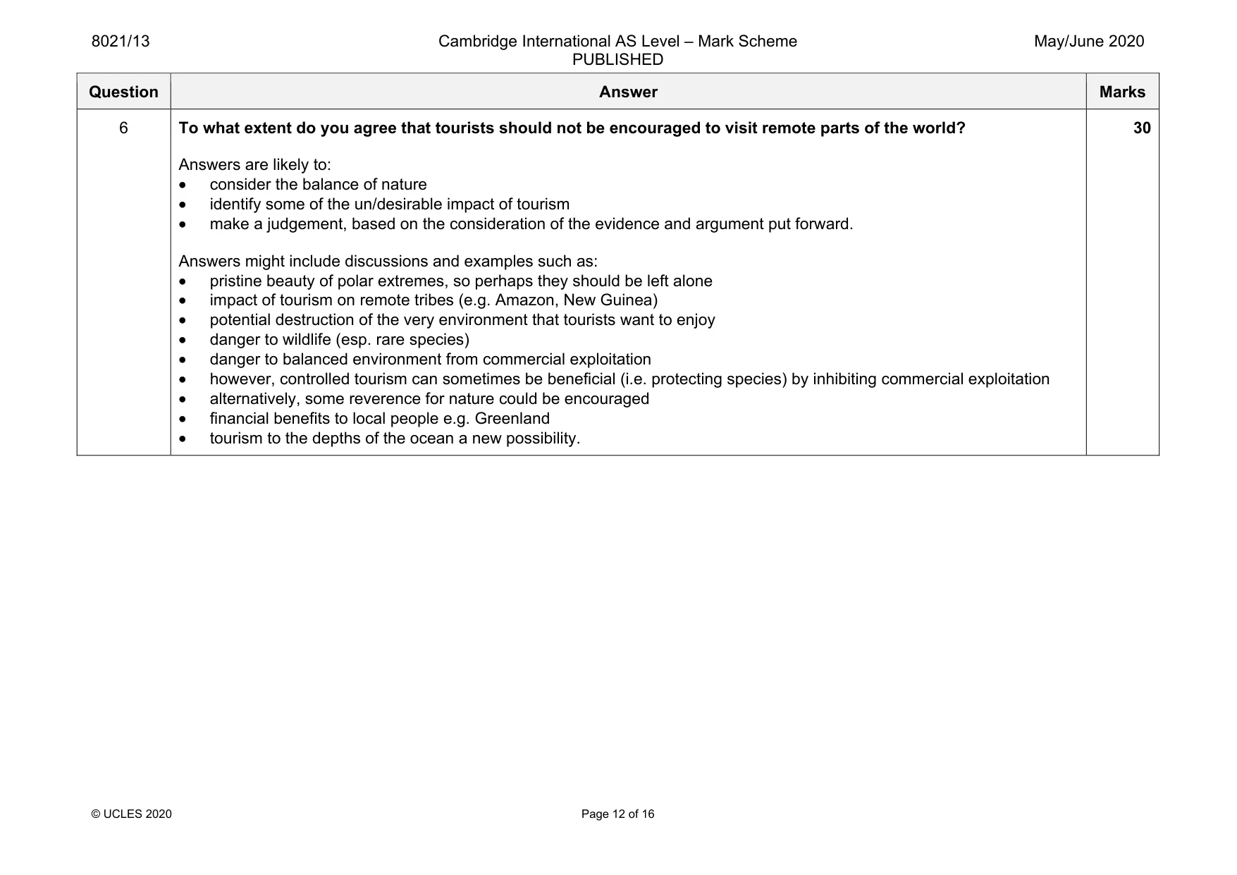 Mark scheme, page 12 of 16