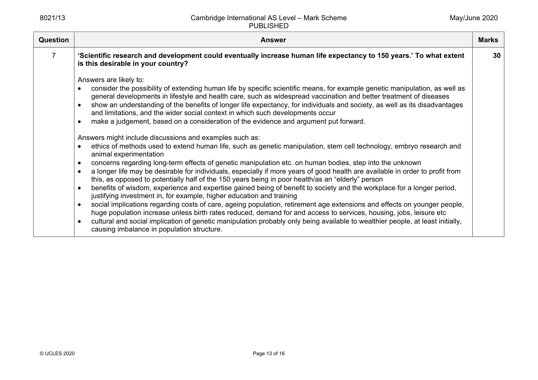 Mark scheme, page 13 of 16