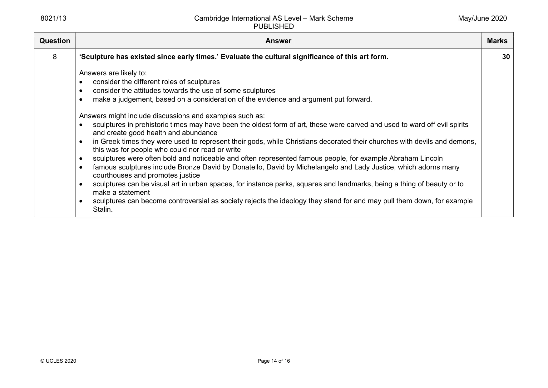 Mark scheme, page 14 of 16