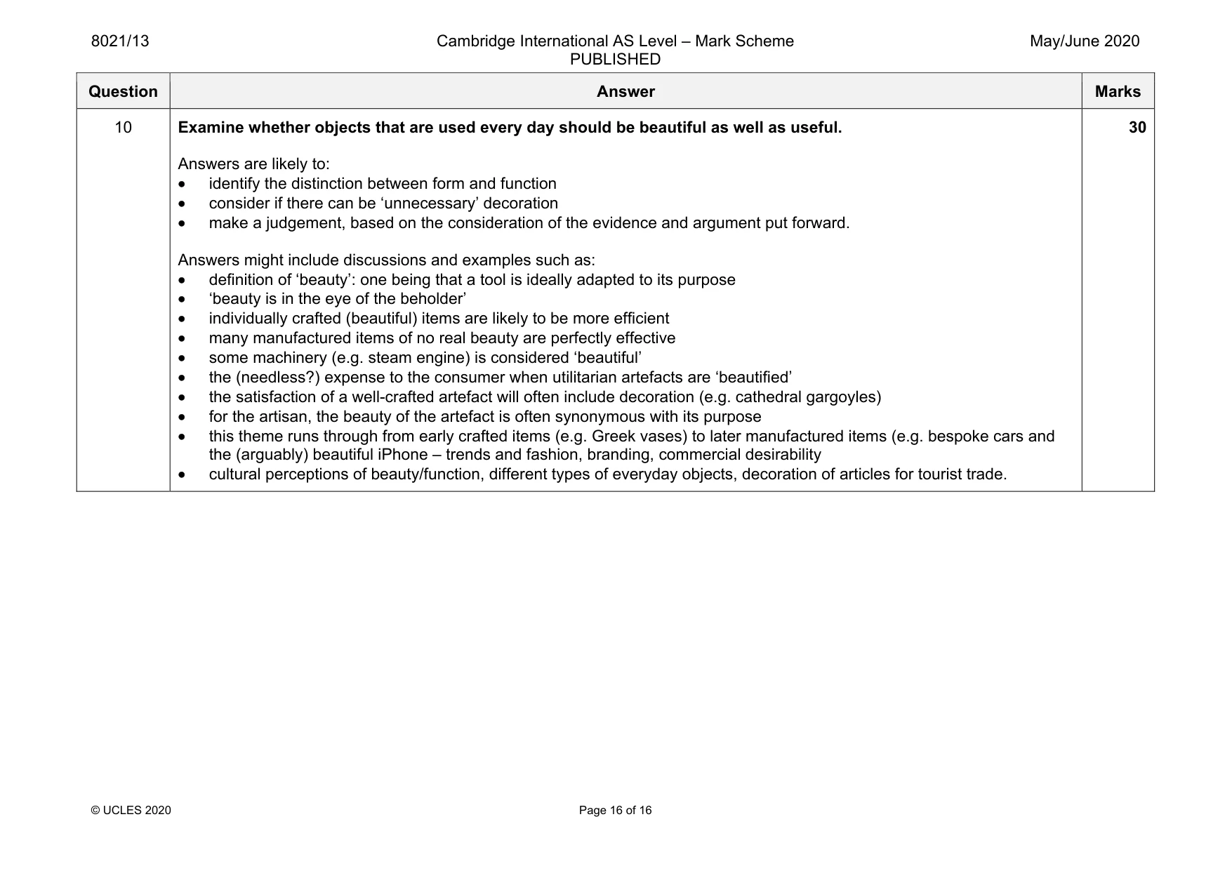 Mark scheme, page 16 of 16
