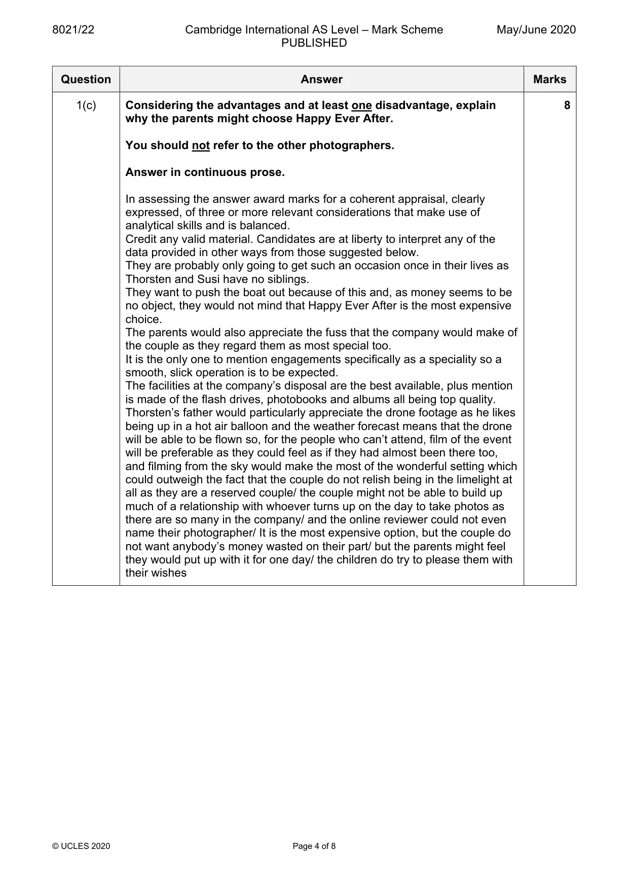 Mark scheme, page 4 of 8