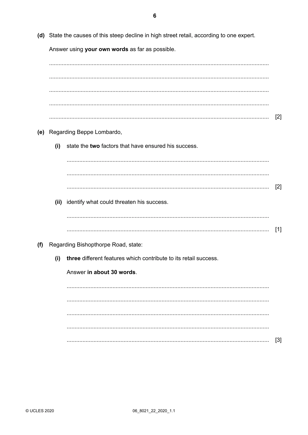 Cambridge A Level English General Paper 8021 2020 May/June Paper 2 · Variant 2 question paper, page 6 of 8