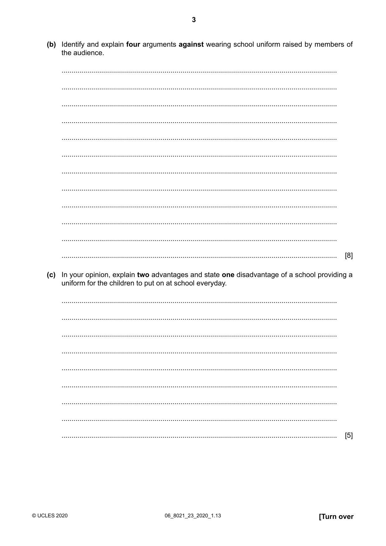 Cambridge A Level English General Paper 8021 2020 May/June Paper 2 · Variant 3 question paper, page 3 of 8