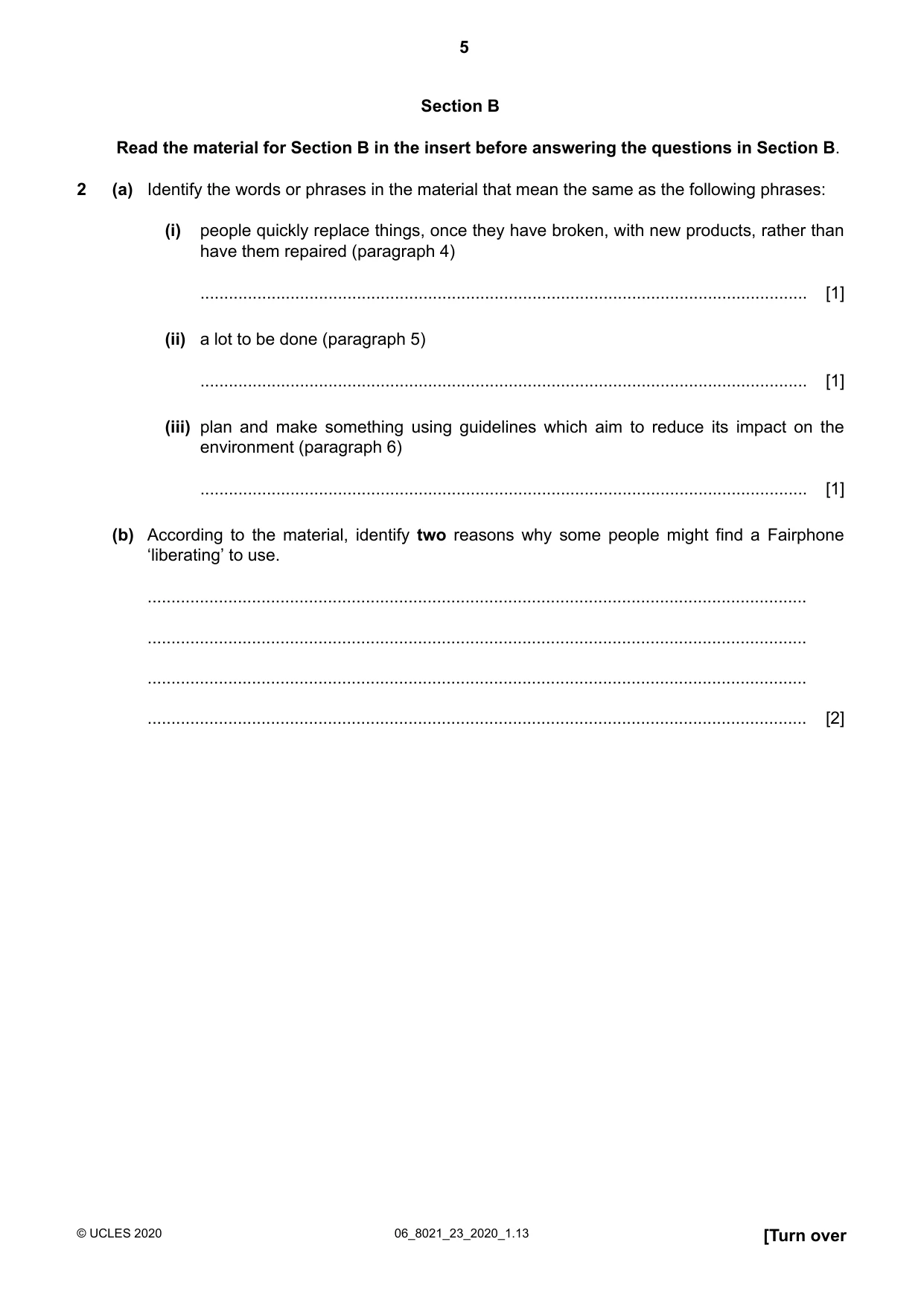 Cambridge A Level English General Paper 8021 2020 May/June Paper 2 · Variant 3 question paper, page 5 of 8