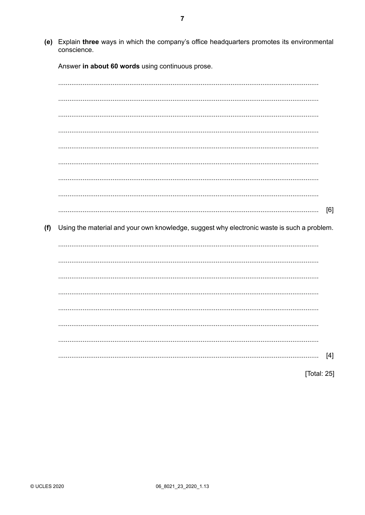 Cambridge A Level English General Paper 8021 2020 May/June Paper 2 · Variant 3 question paper, page 7 of 8
