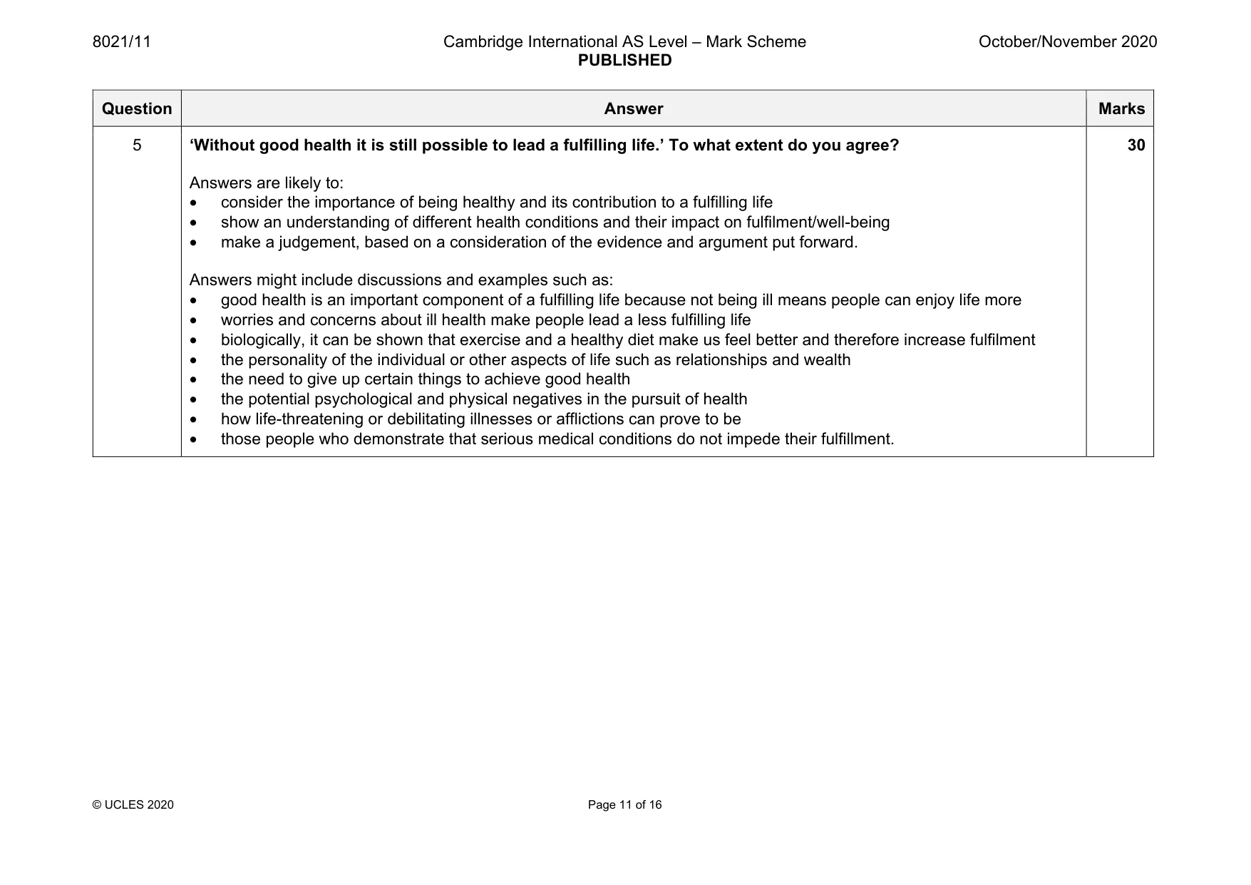 Mark scheme, page 11 of 16