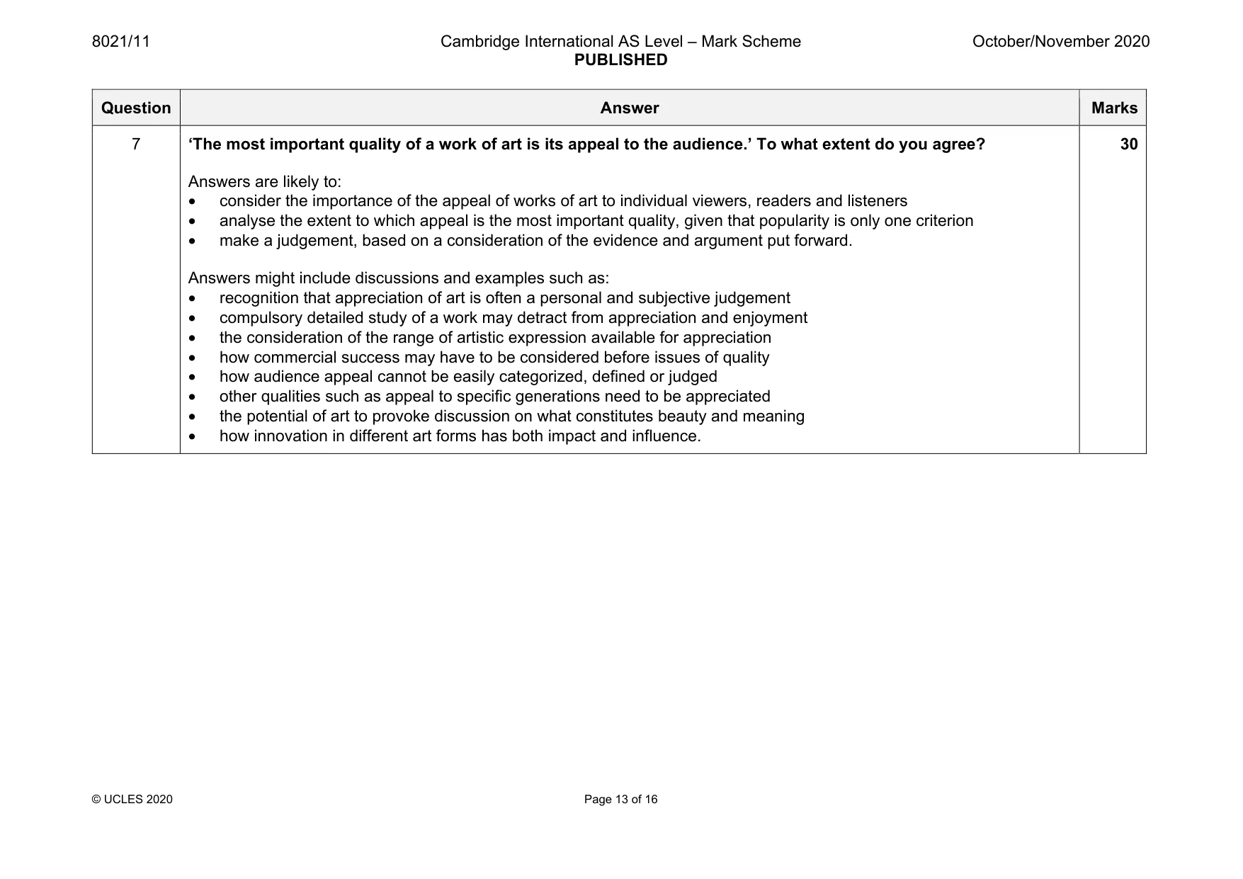 Mark scheme, page 13 of 16