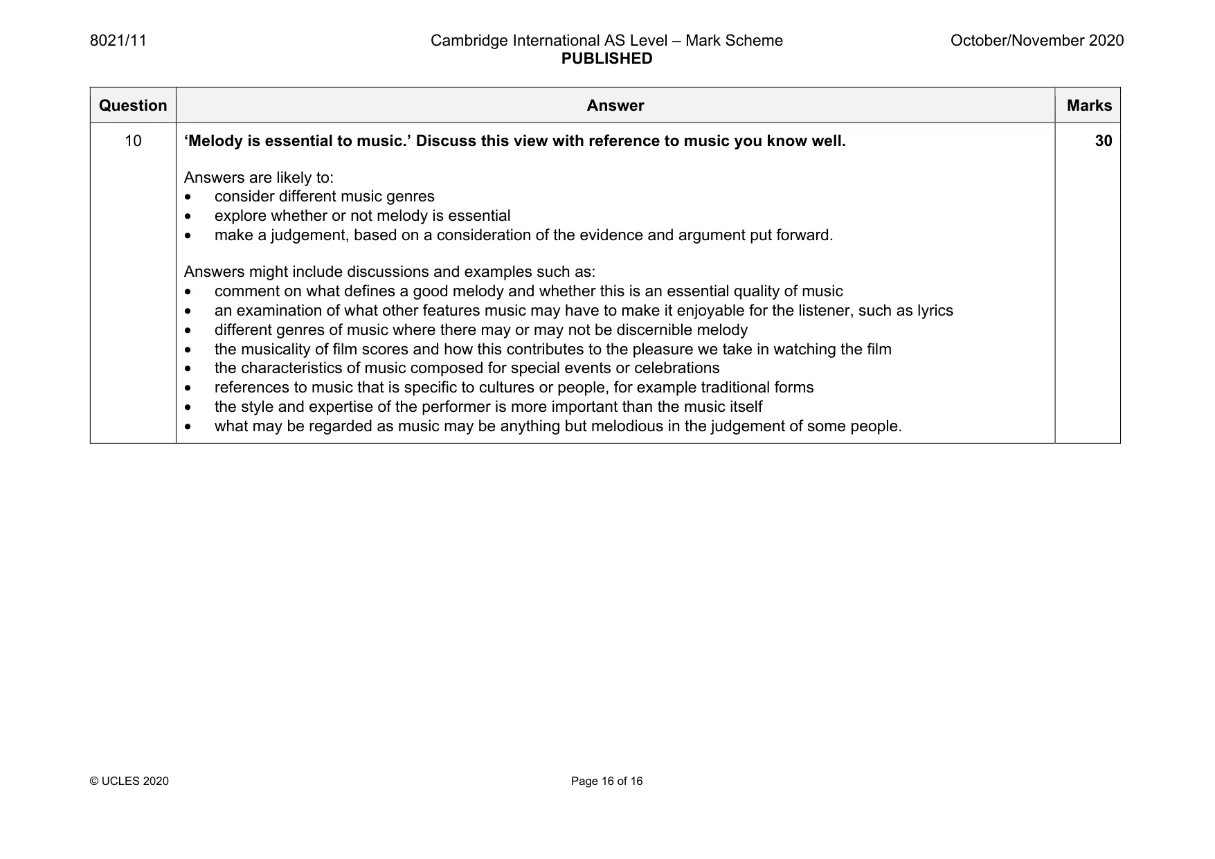 Mark scheme, page 16 of 16