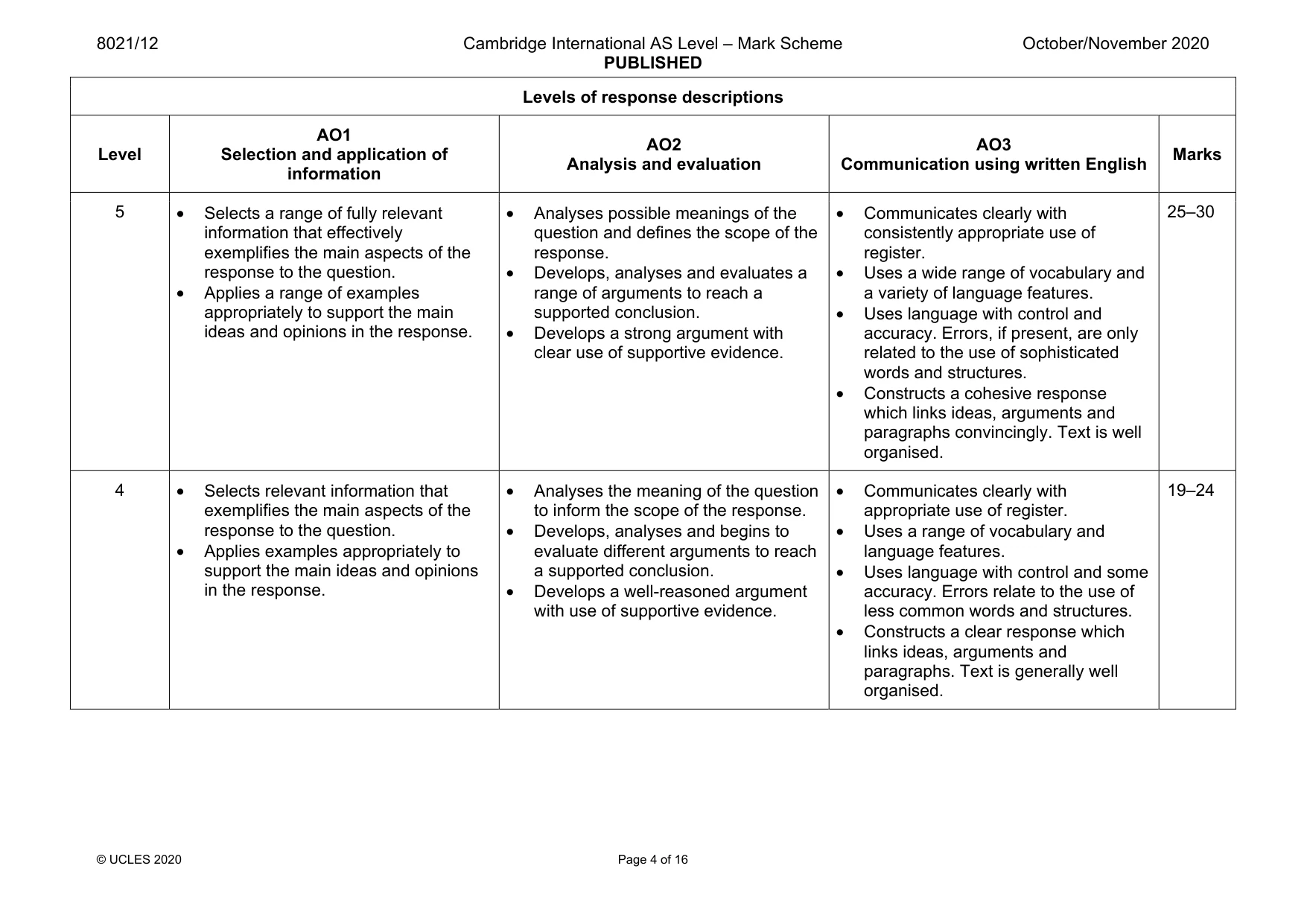 Mark scheme, page 4 of 16