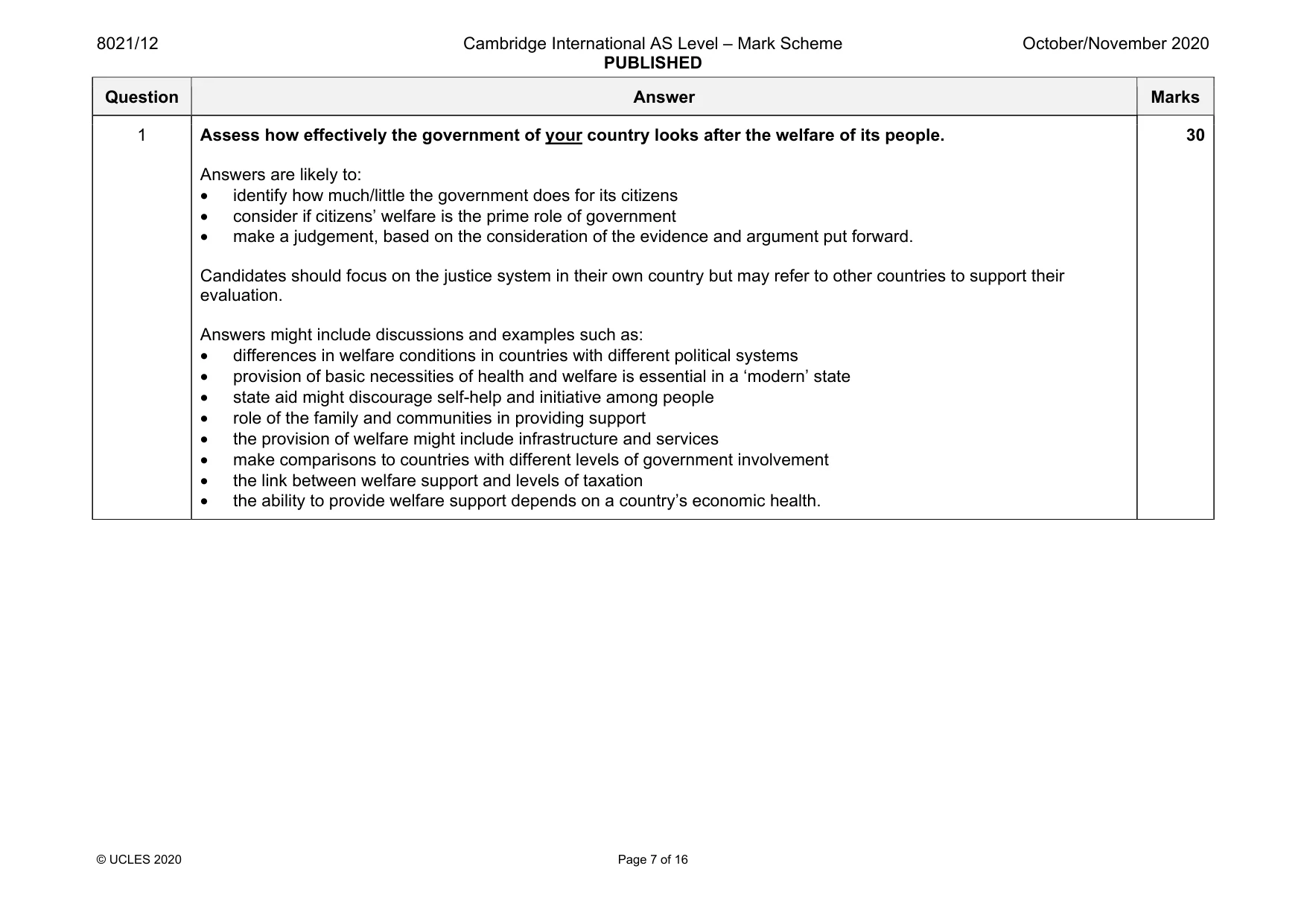 Mark scheme, page 7 of 16