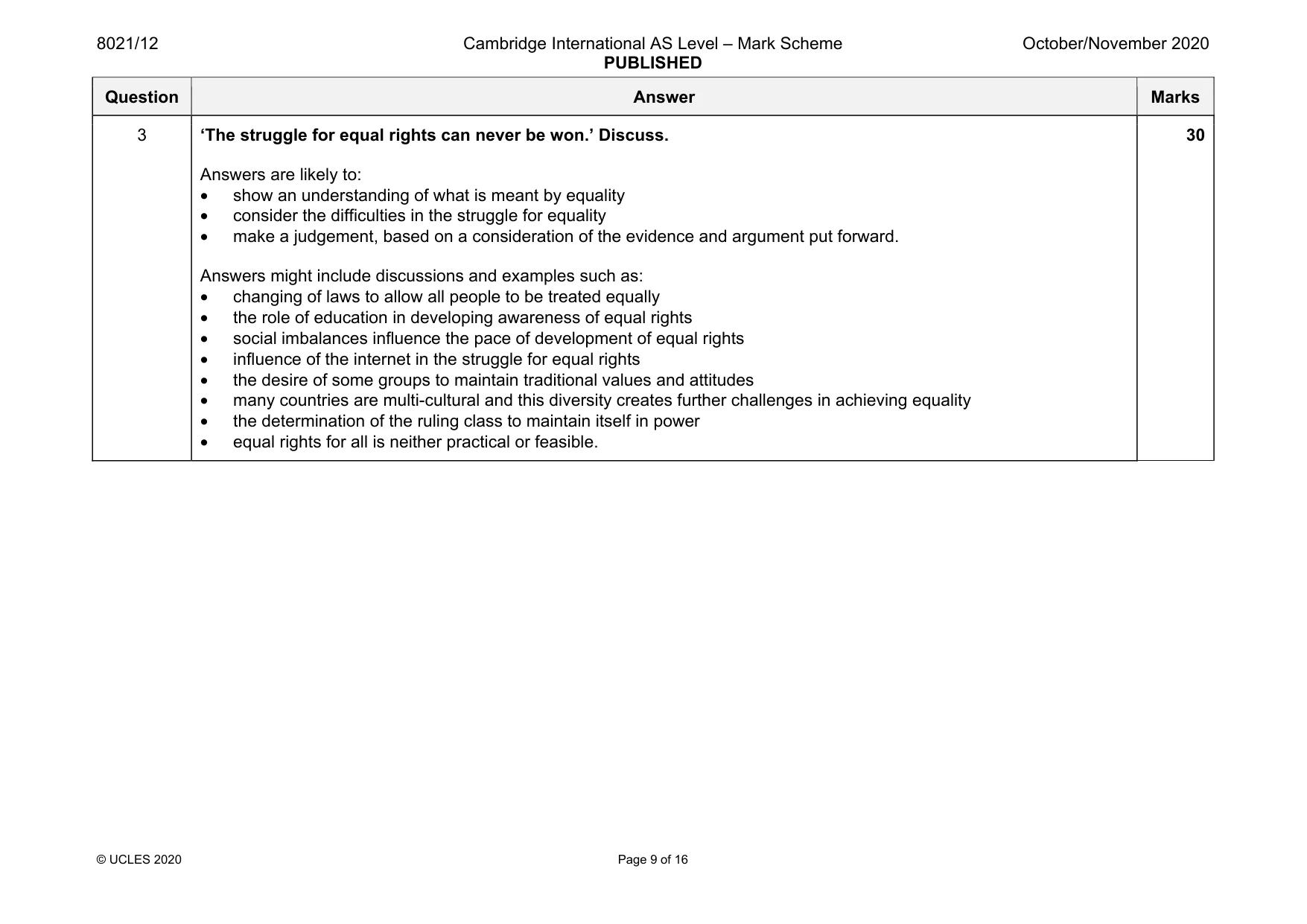 Mark scheme, page 9 of 16