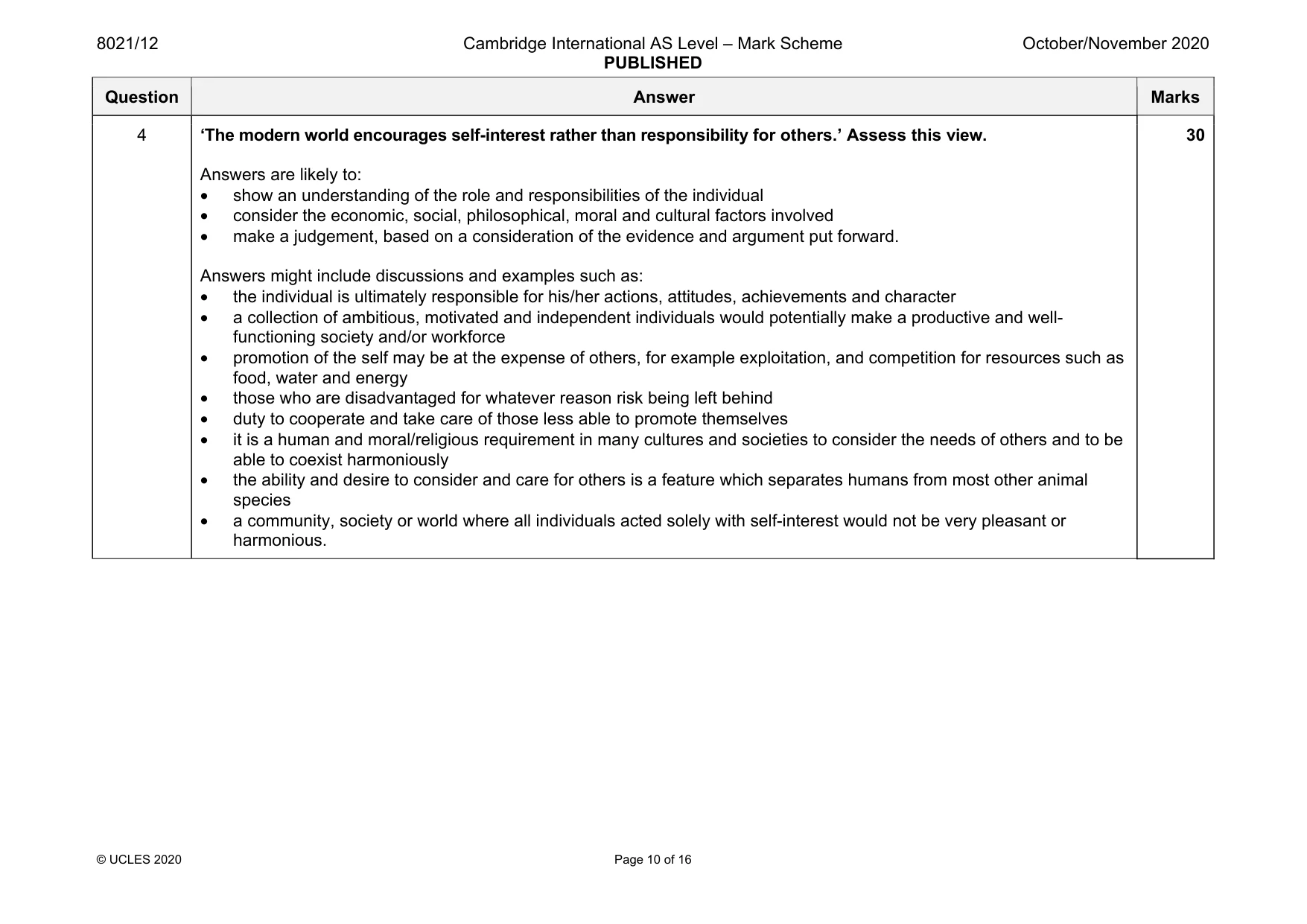 Mark scheme, page 10 of 16
