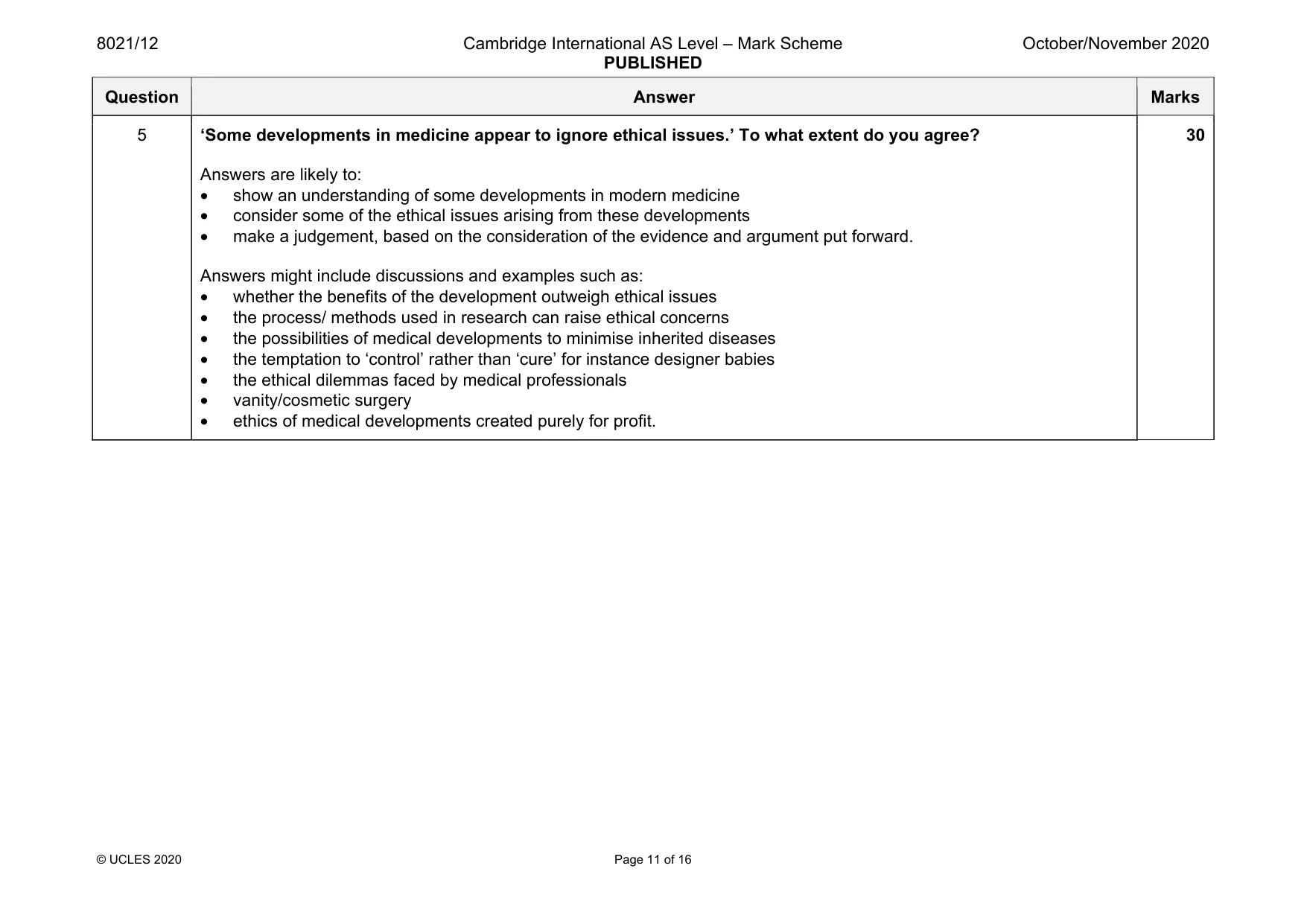 Mark scheme, page 11 of 16