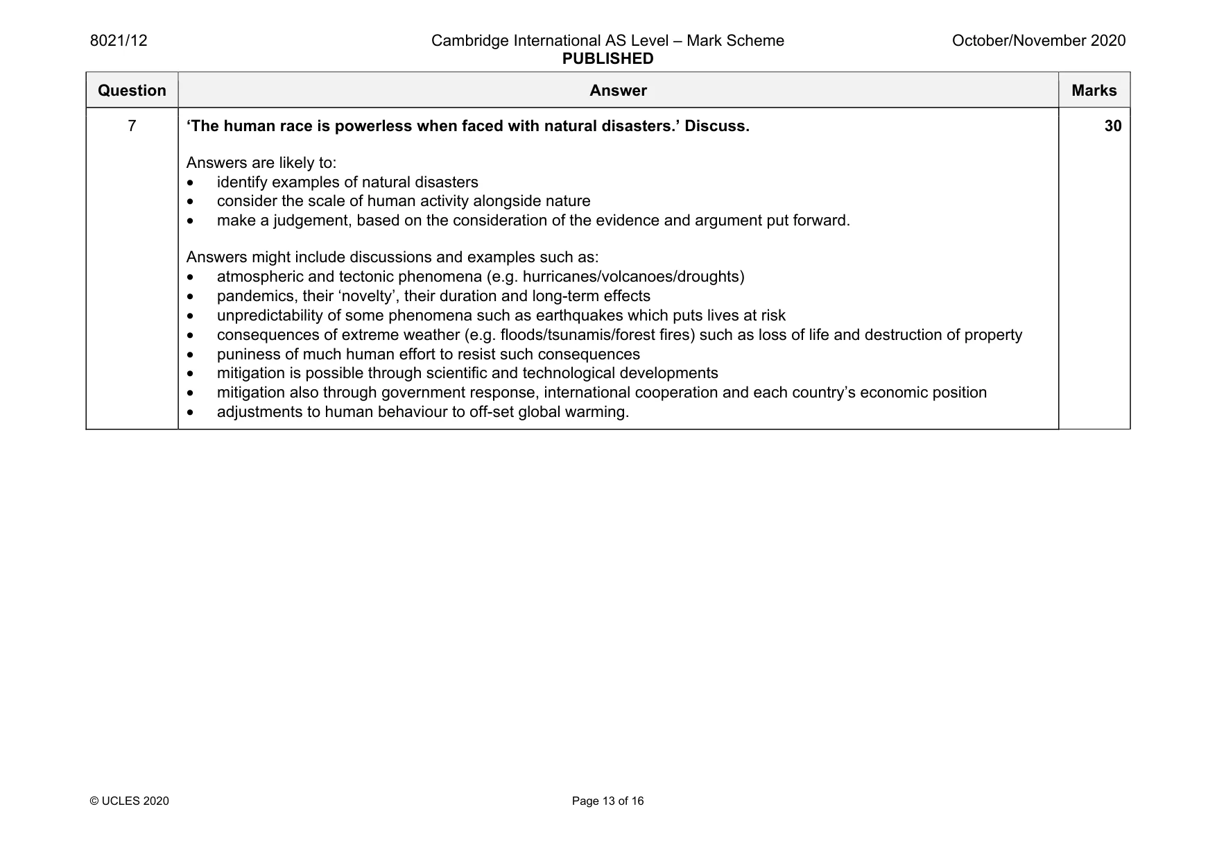 Mark scheme, page 13 of 16