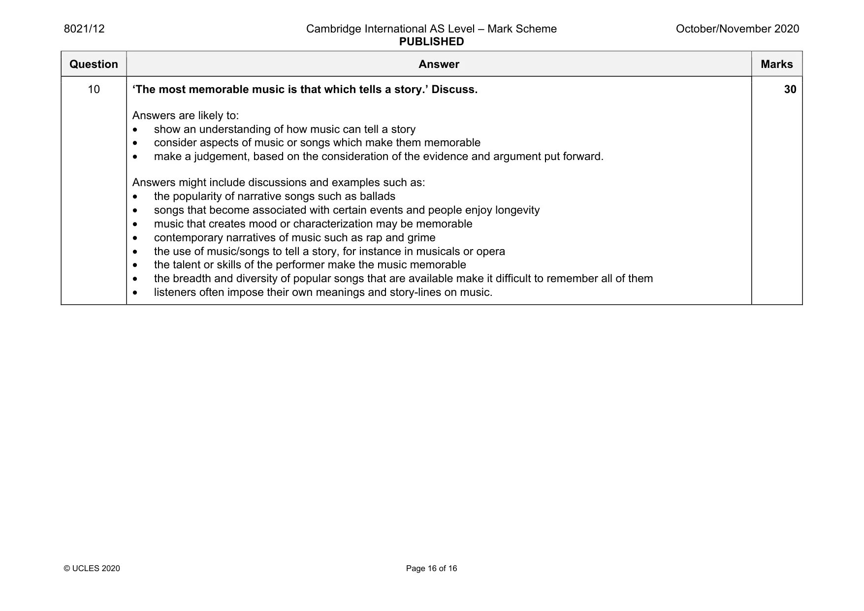 Mark scheme, page 16 of 16