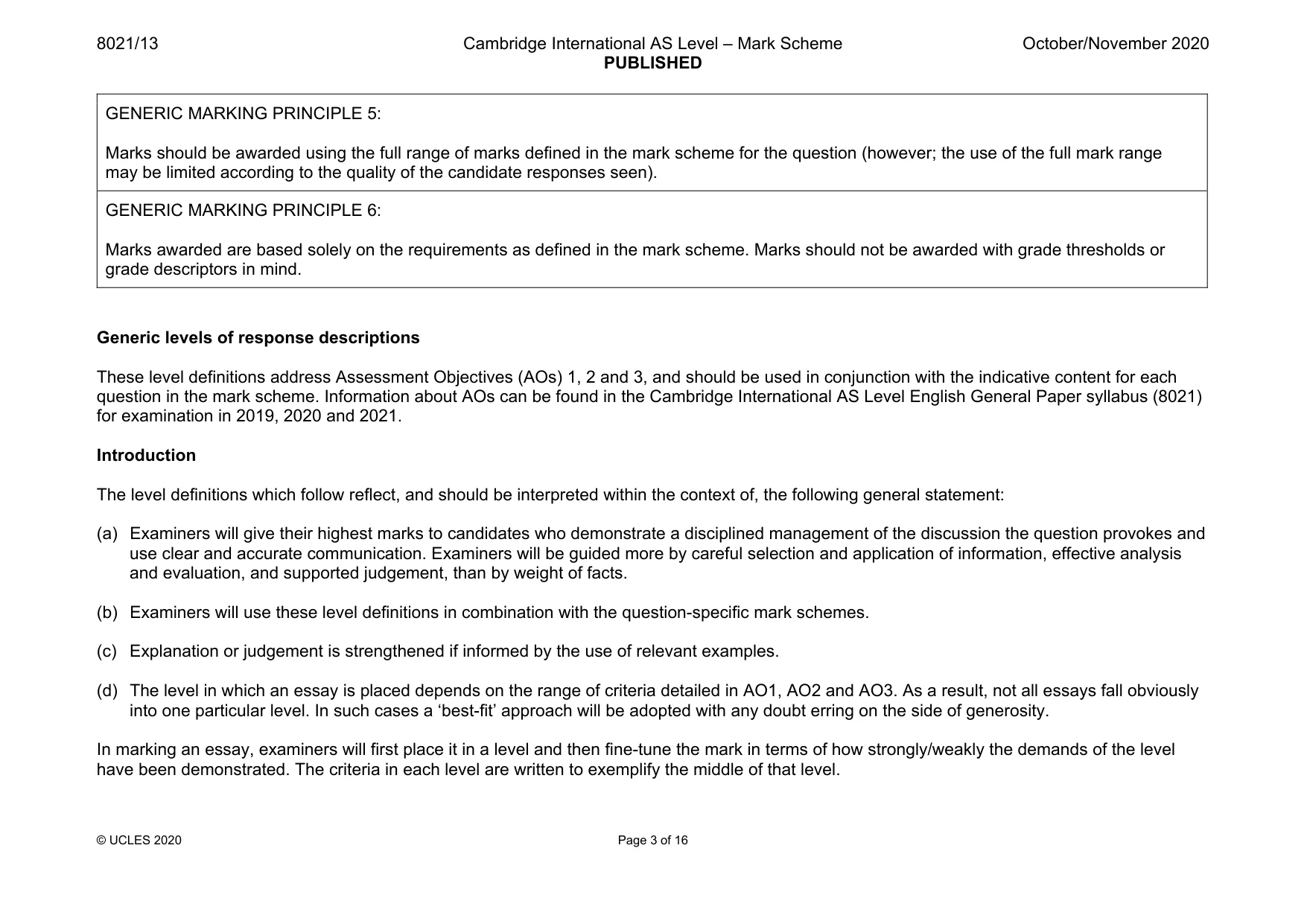 Mark scheme, page 3 of 16
