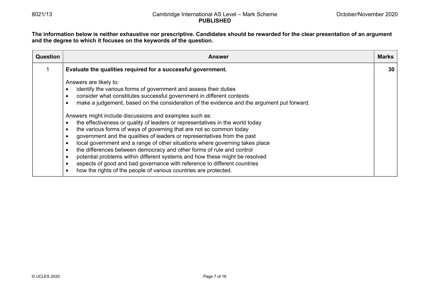 Mark scheme, page 7 of 16