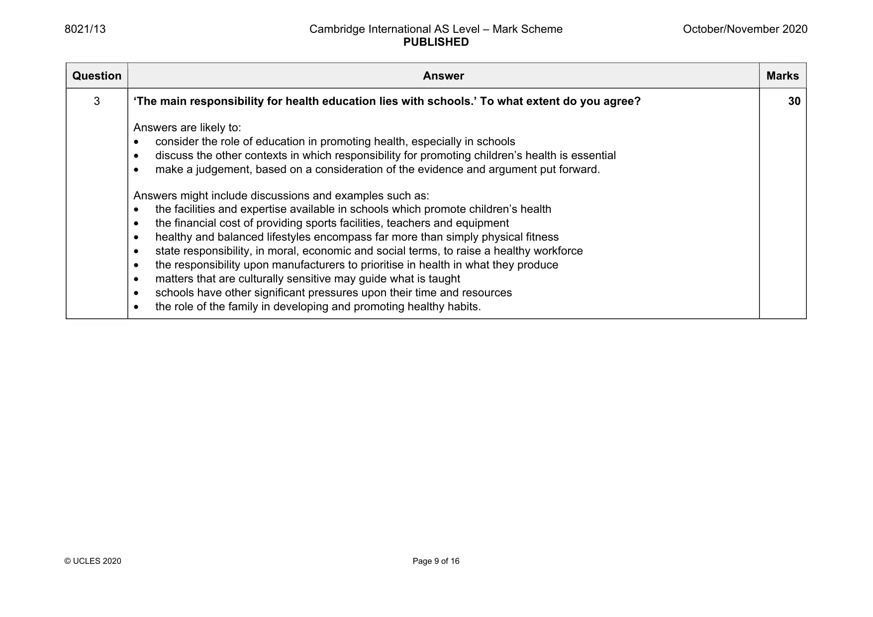 Mark scheme, page 9 of 16