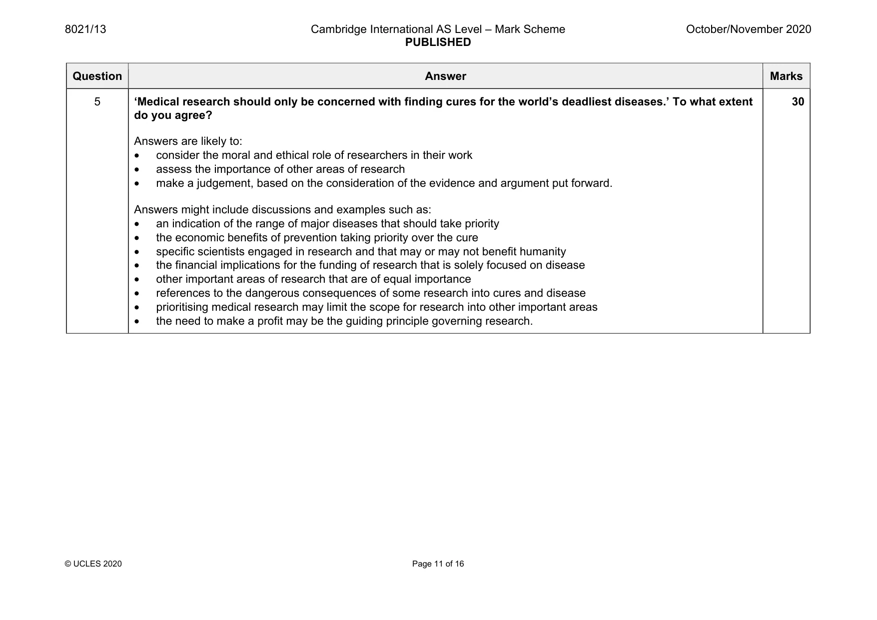 Mark scheme, page 11 of 16