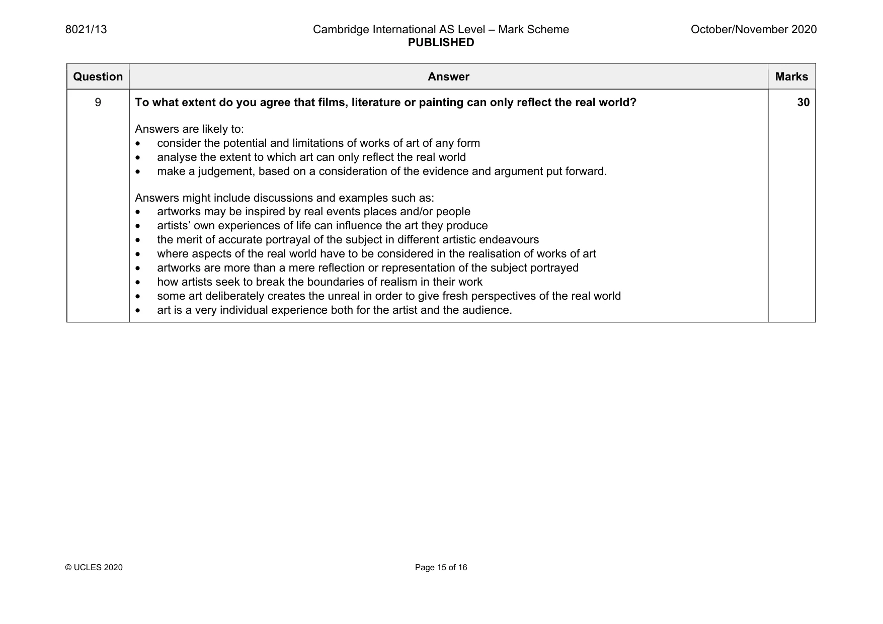 Mark scheme, page 15 of 16
