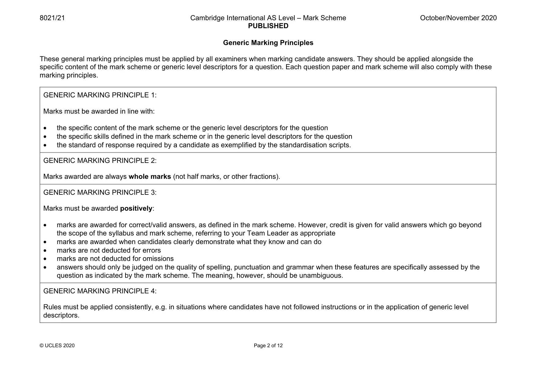 Mark scheme, page 2 of 12