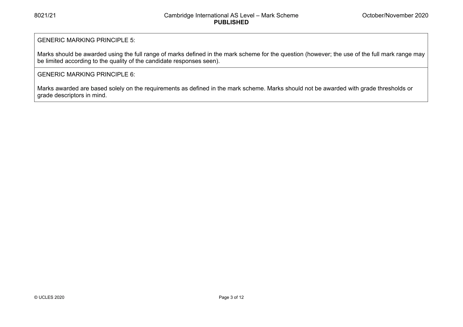 Mark scheme, page 3 of 12