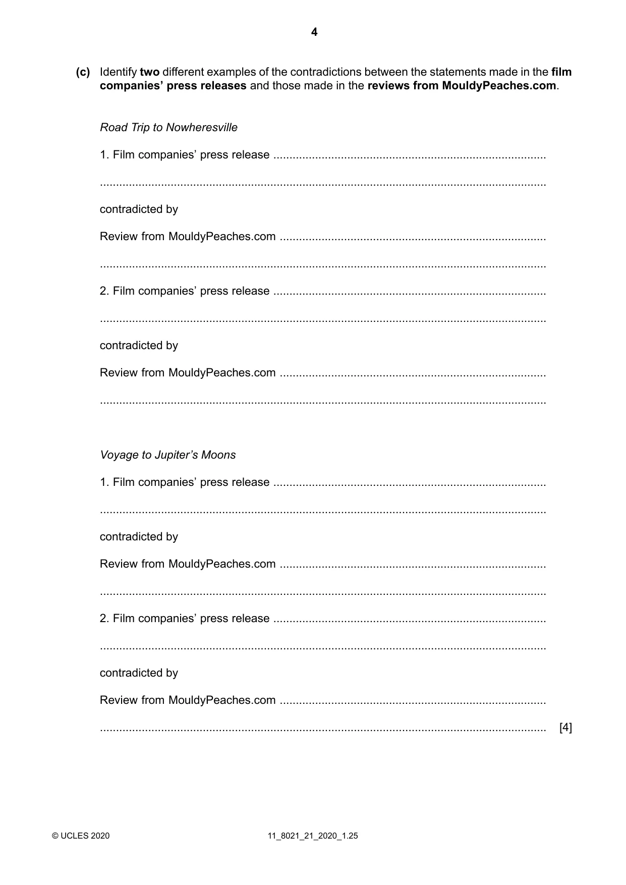 Cambridge A Level English General Paper 8021 2020 Oct/Nov Paper 2 · Variant 1 question paper, page 4 of 8