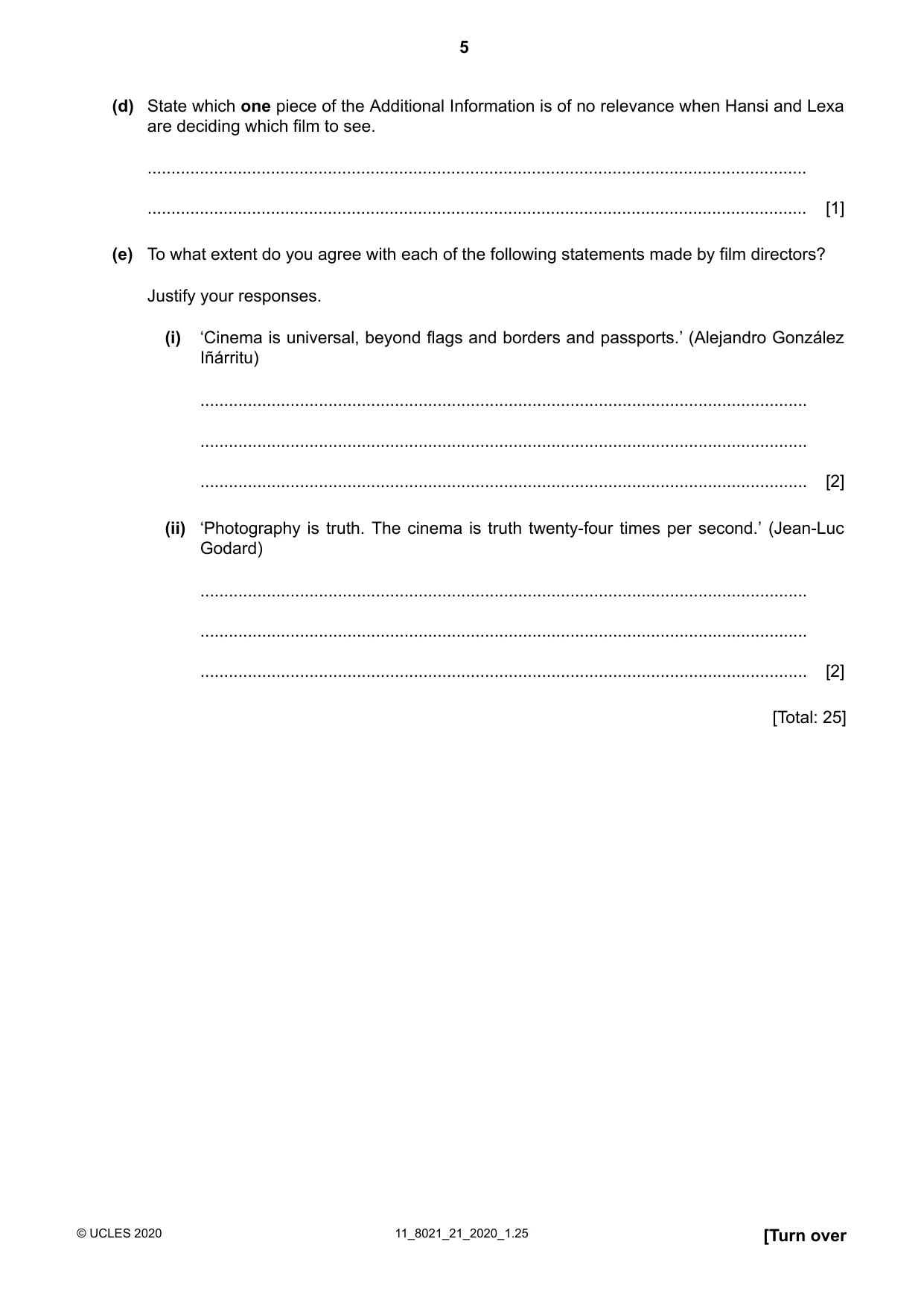 Cambridge A Level English General Paper 8021 2020 Oct/Nov Paper 2 · Variant 1 question paper, page 5 of 8
