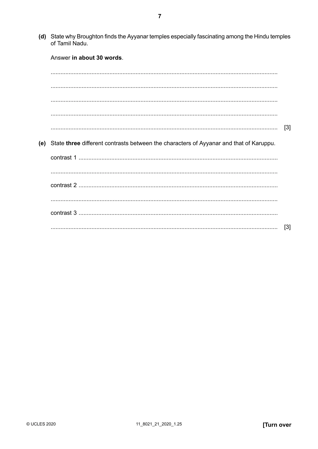 Cambridge A Level English General Paper 8021 2020 Oct/Nov Paper 2 · Variant 1 question paper, page 7 of 8