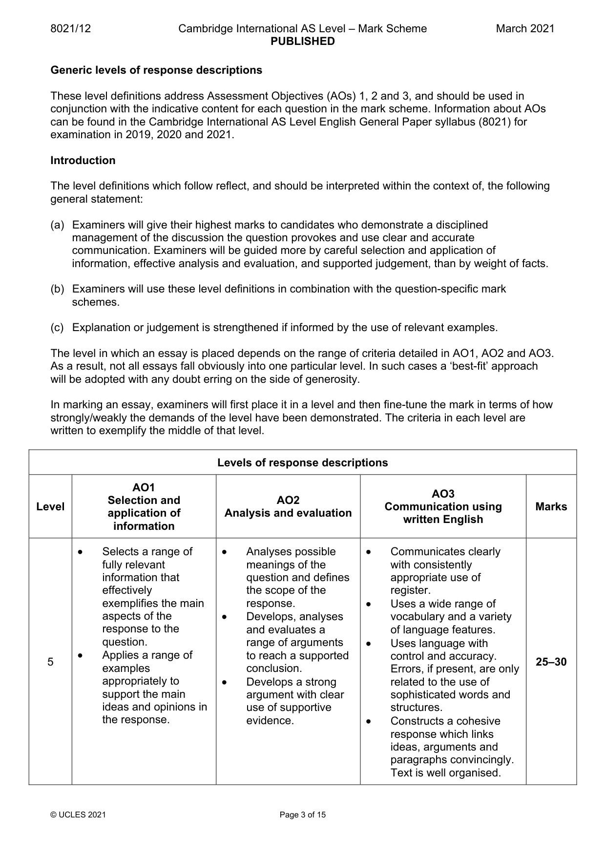 Mark scheme, page 3 of 15
