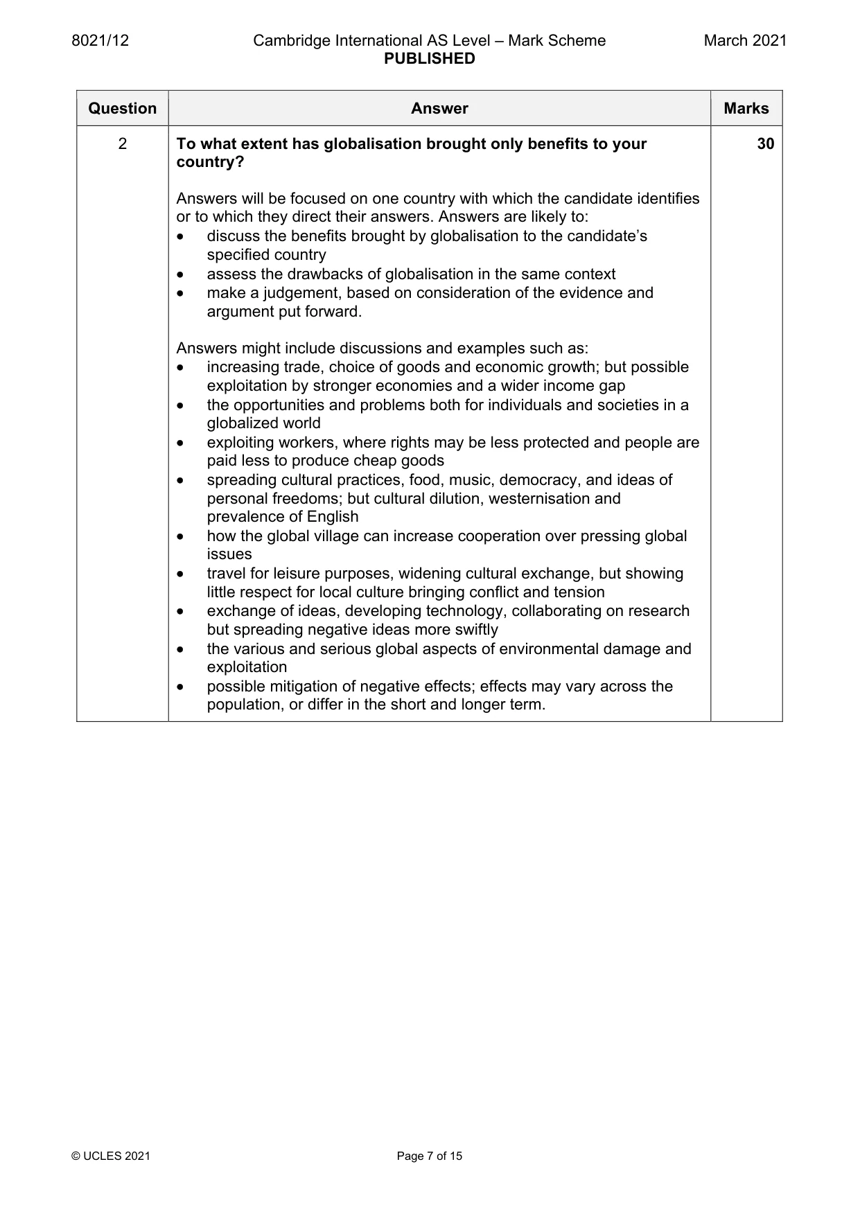 Mark scheme, page 7 of 15