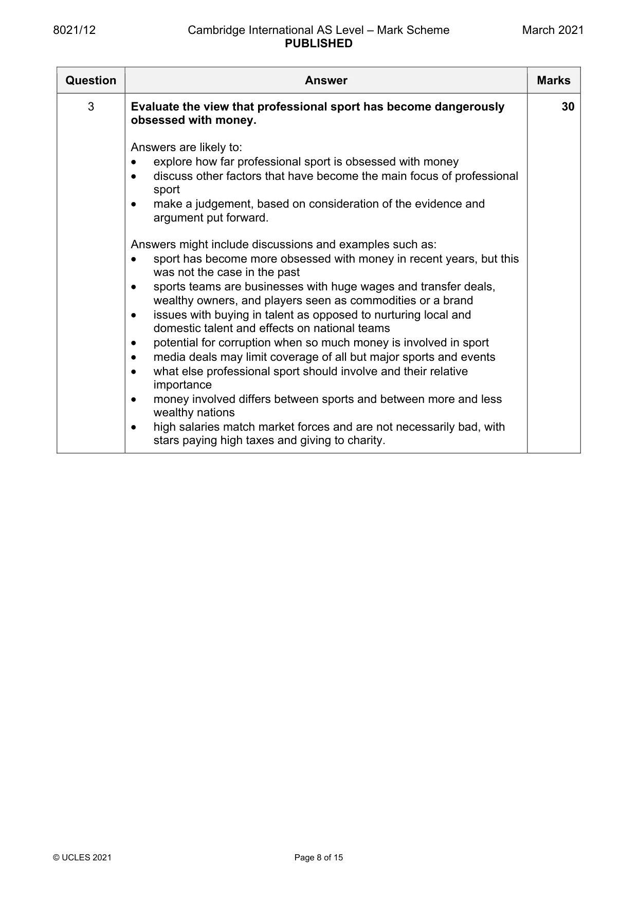 Mark scheme, page 8 of 15