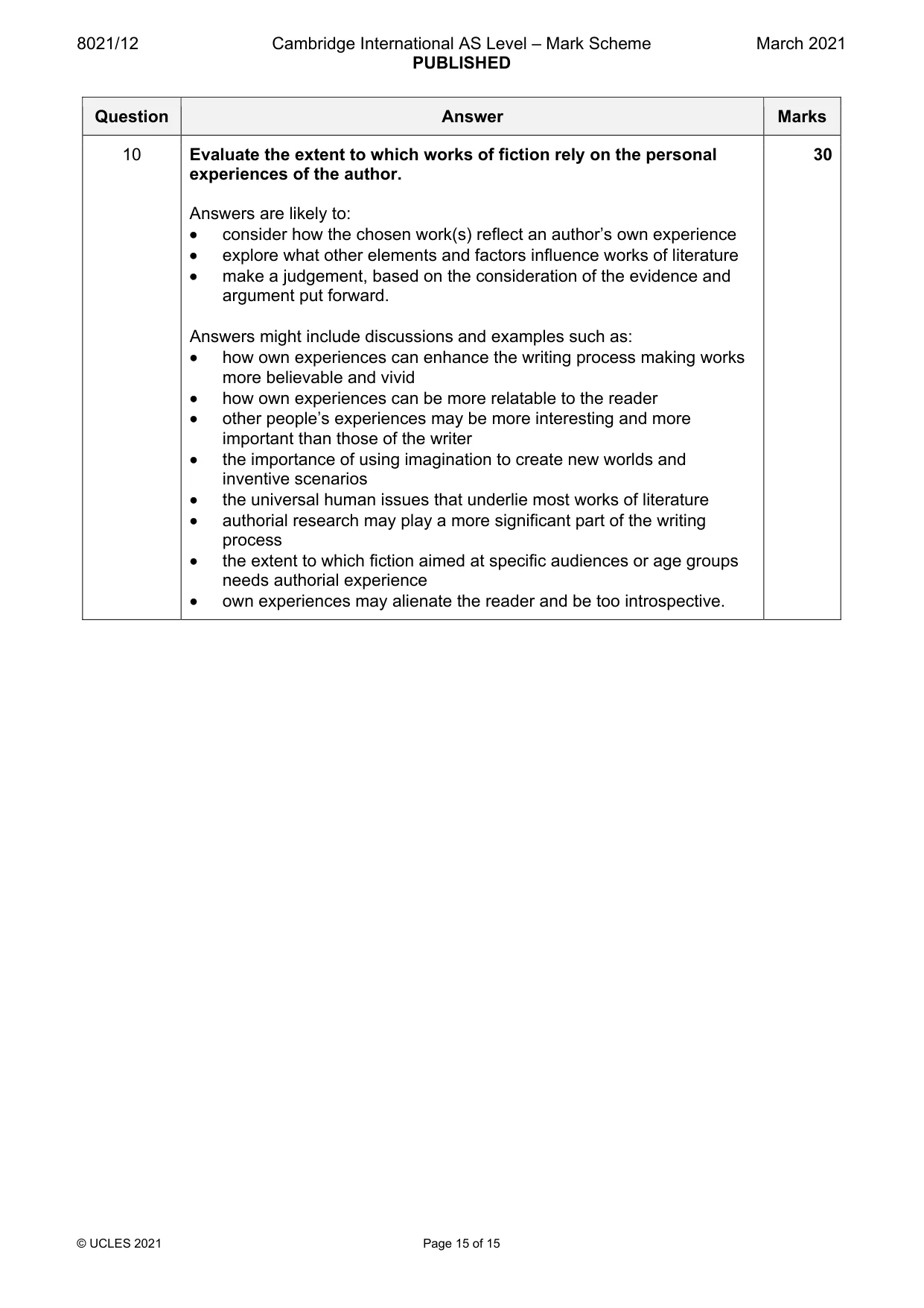 Mark scheme, page 15 of 15