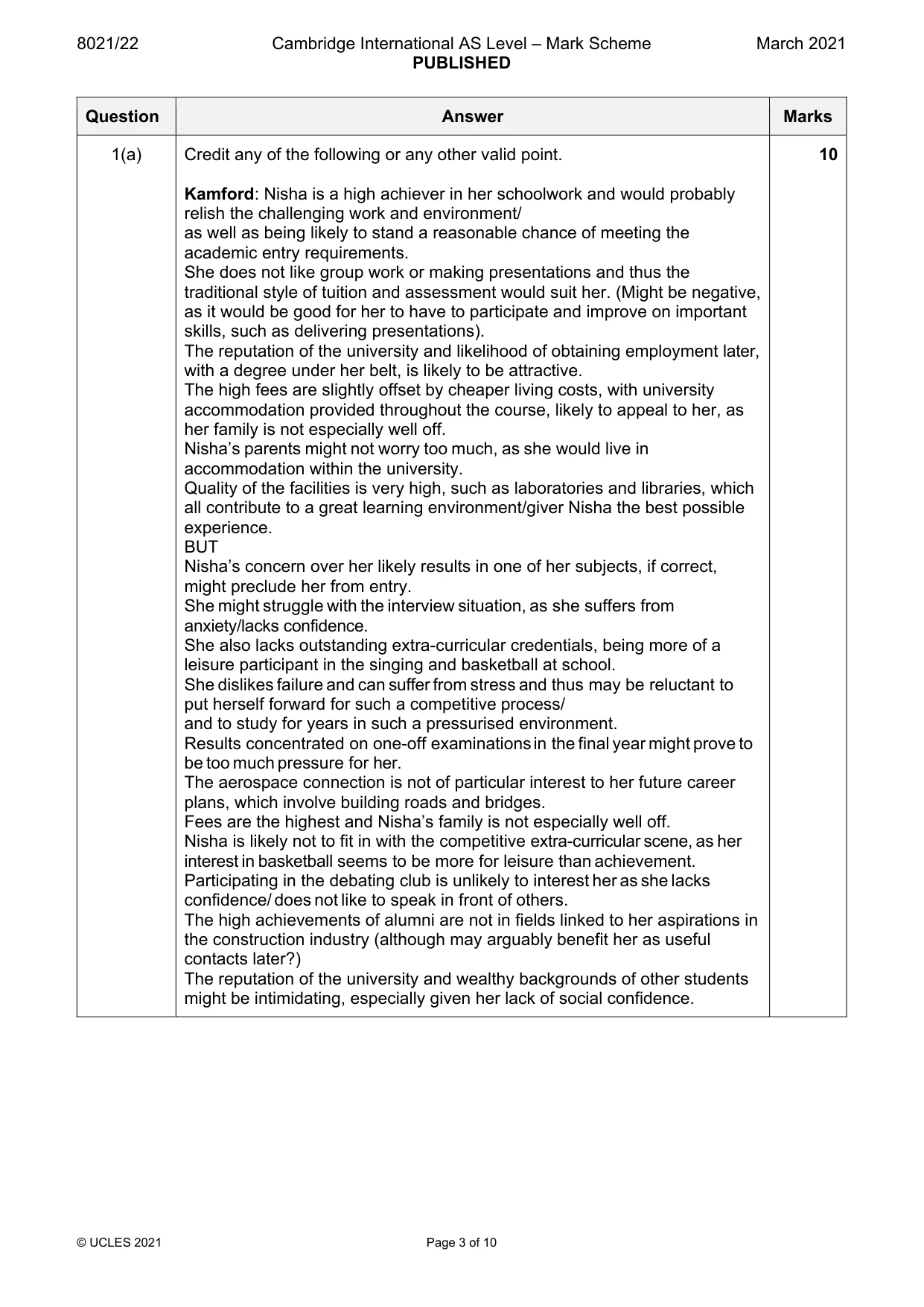 Mark scheme, page 3 of 10