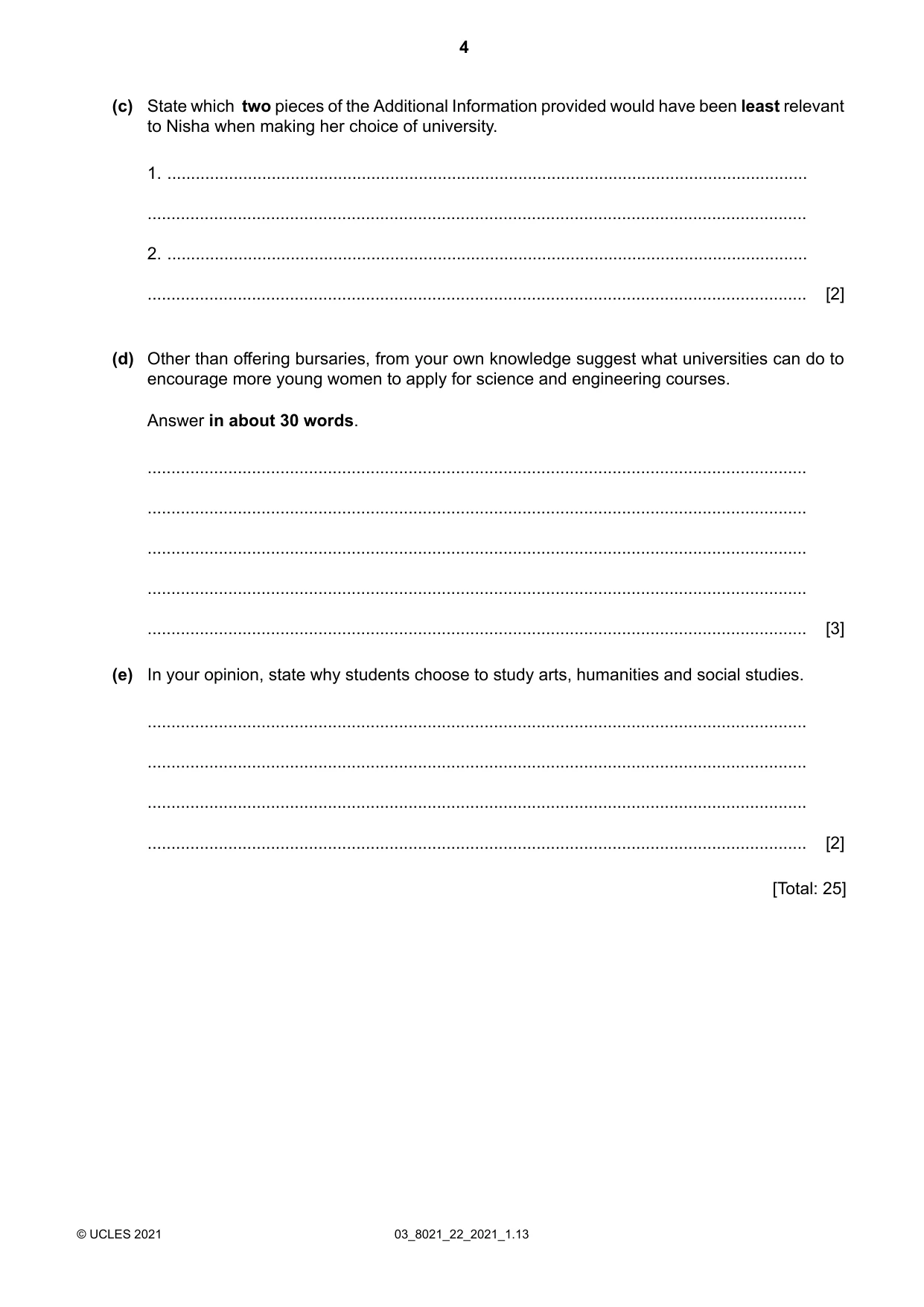 Cambridge A Level English General Paper 8021 2021 Feb/March Paper 2 · Variant 2 question paper, page 4 of 8