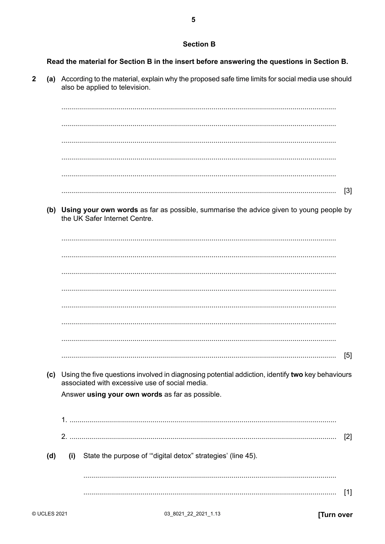 Cambridge A Level English General Paper 8021 2021 Feb/March Paper 2 · Variant 2 question paper, page 5 of 8