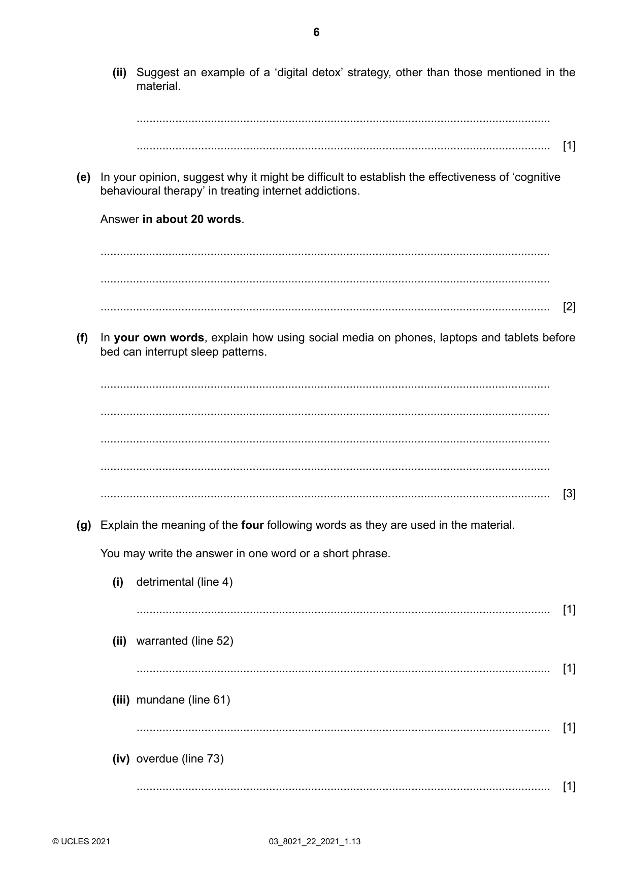 Cambridge A Level English General Paper 8021 2021 Feb/March Paper 2 · Variant 2 question paper, page 6 of 8