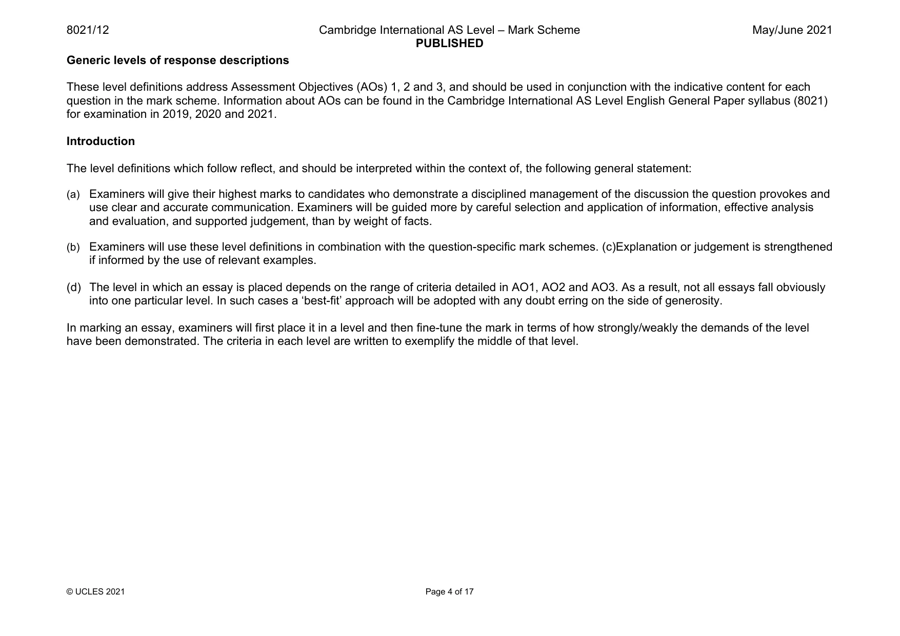 Mark scheme, page 4 of 17