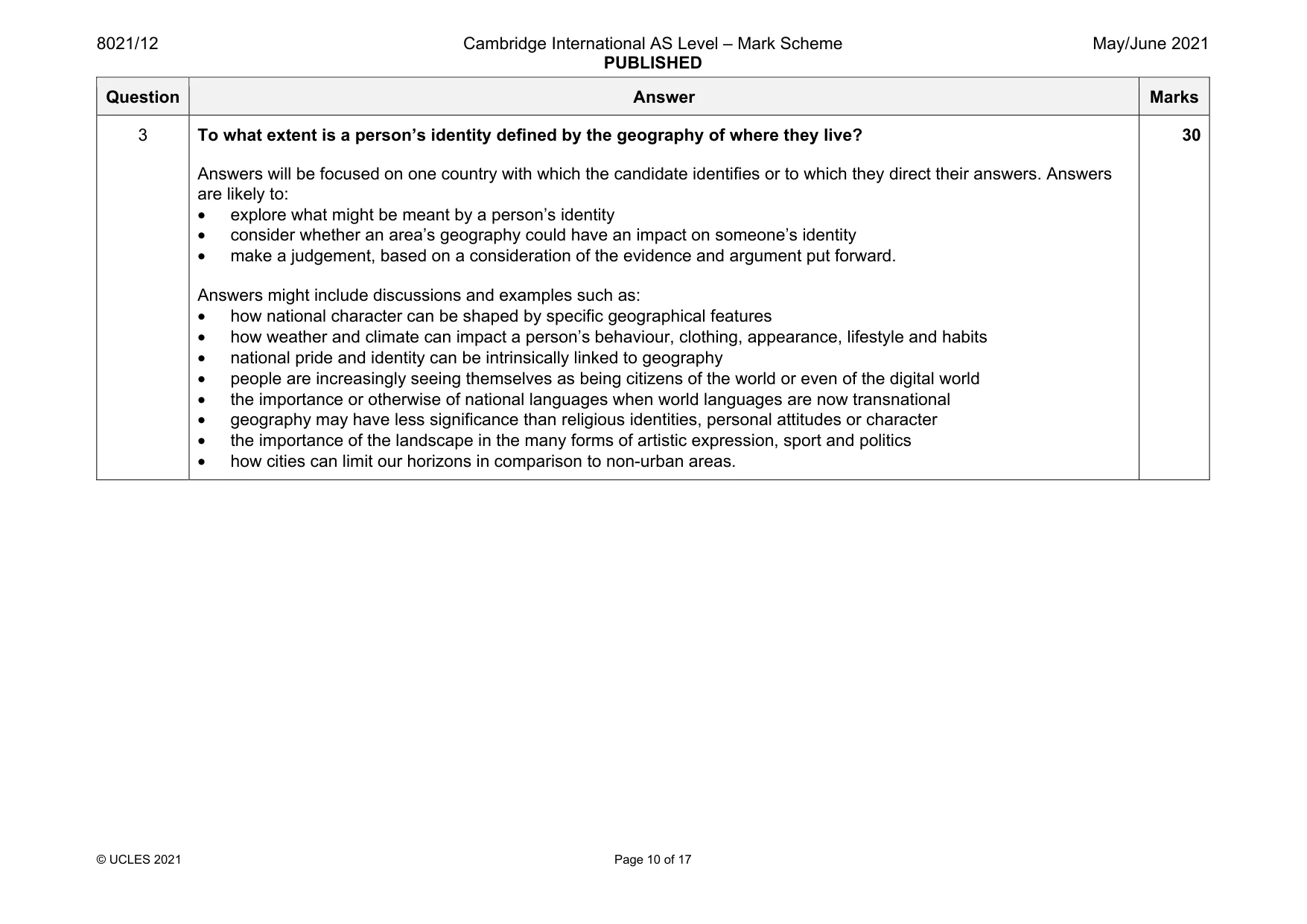 Mark scheme, page 10 of 17