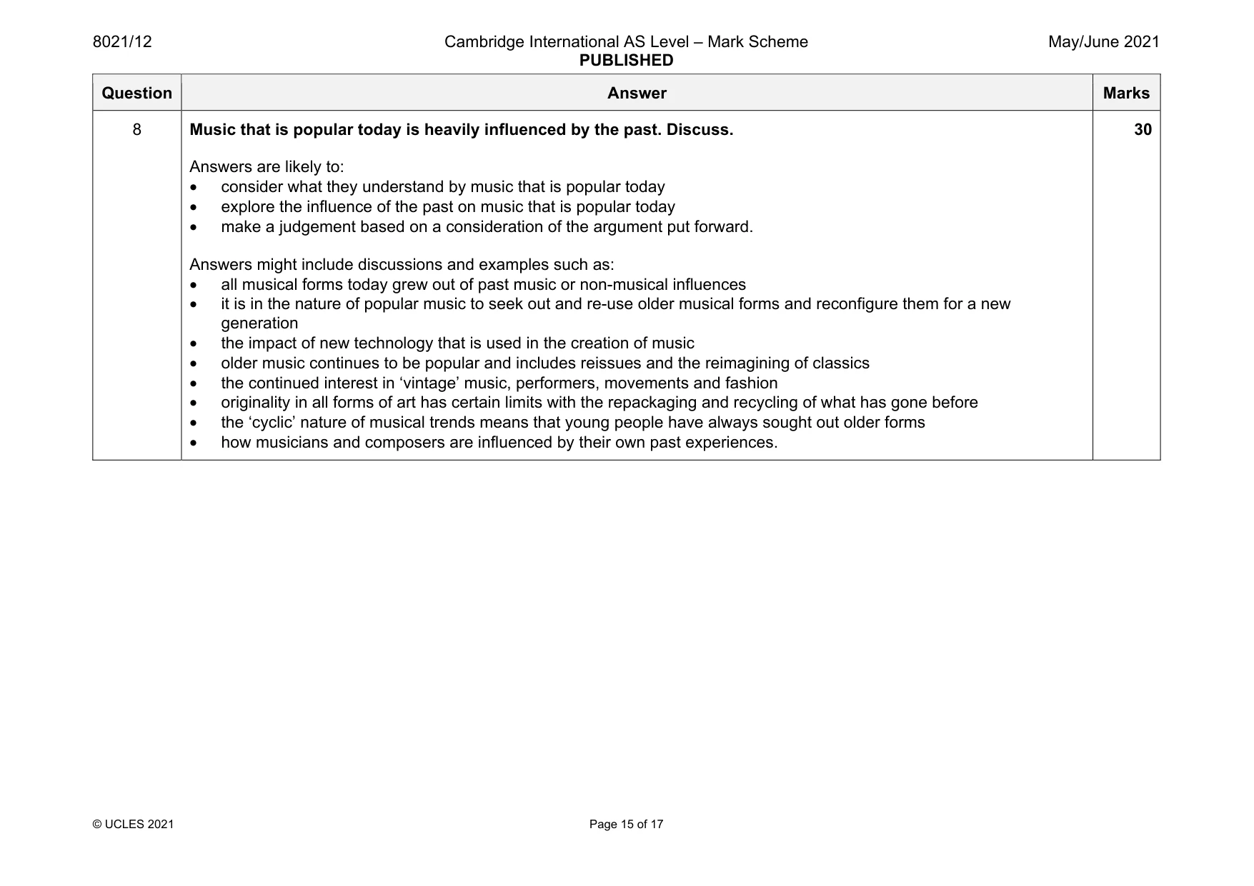 Mark scheme, page 15 of 17