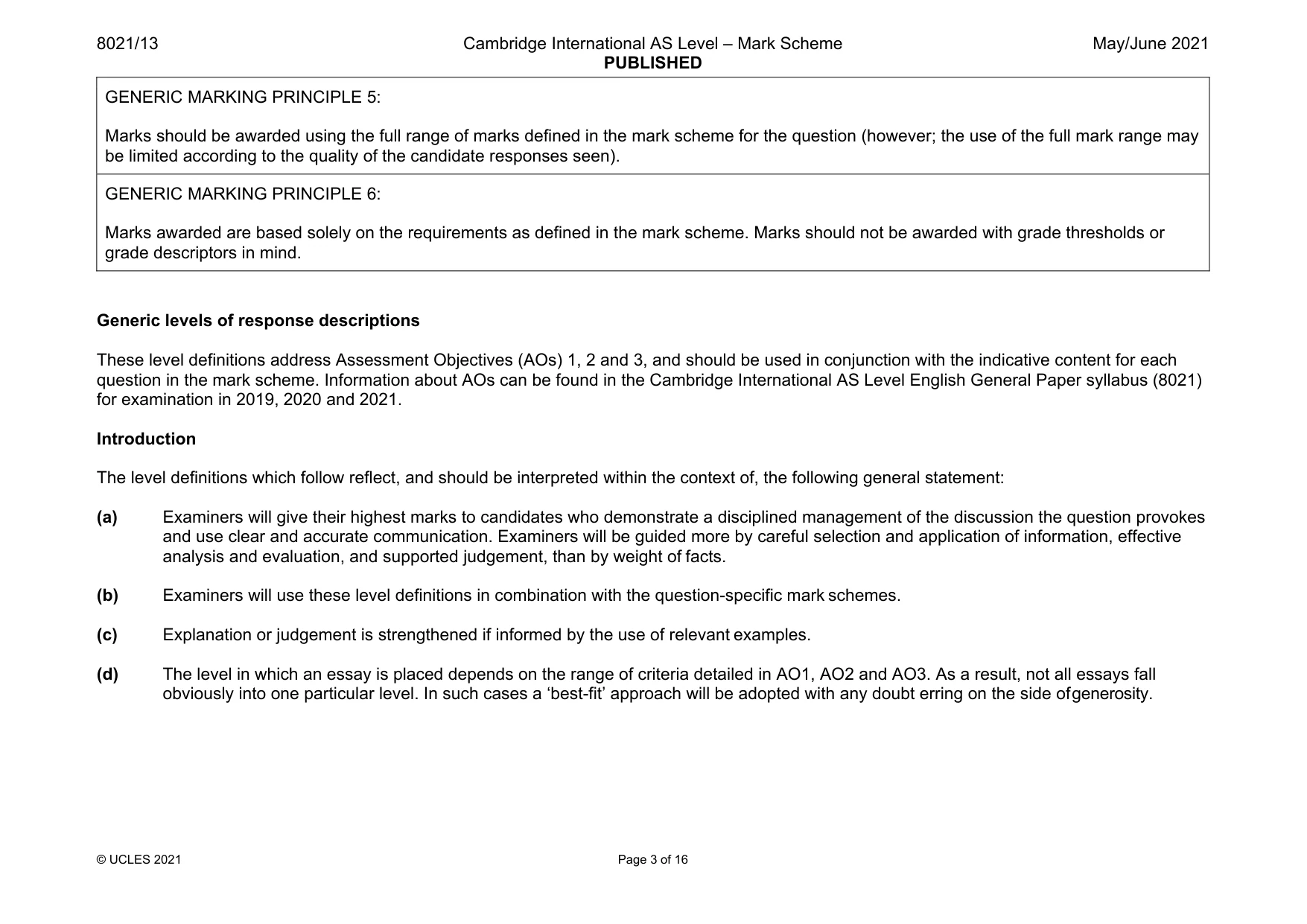 Mark scheme, page 3 of 16