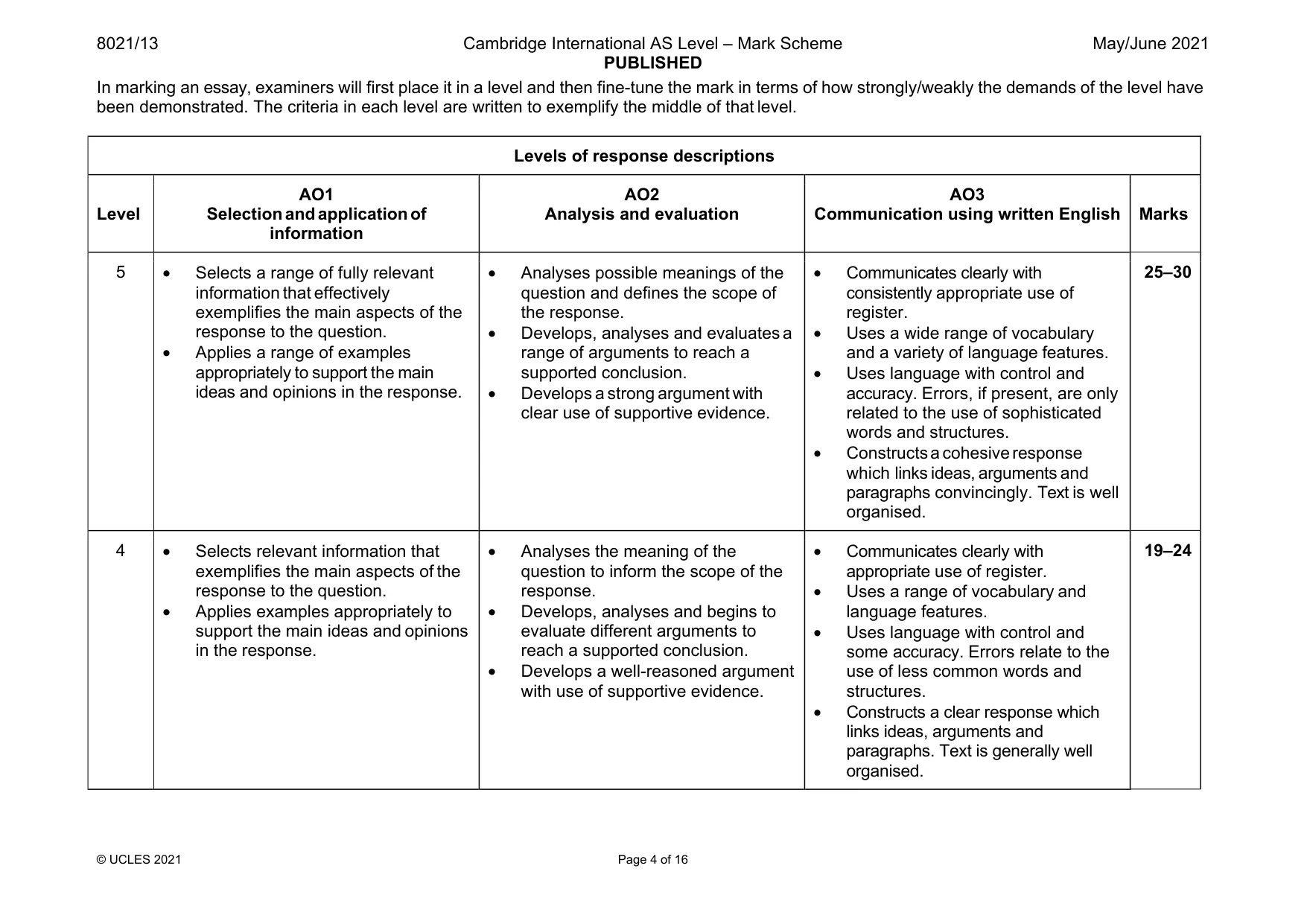 Mark scheme, page 4 of 16